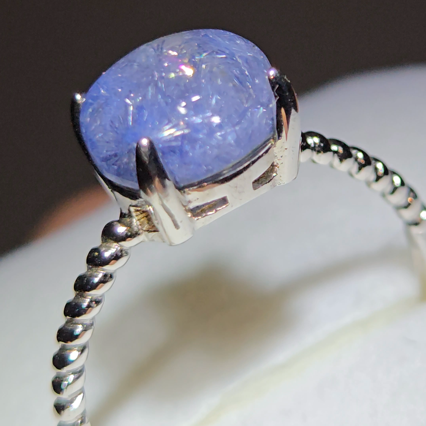 Dumortierite ring in adjustable 925 sterling silver - JW59
