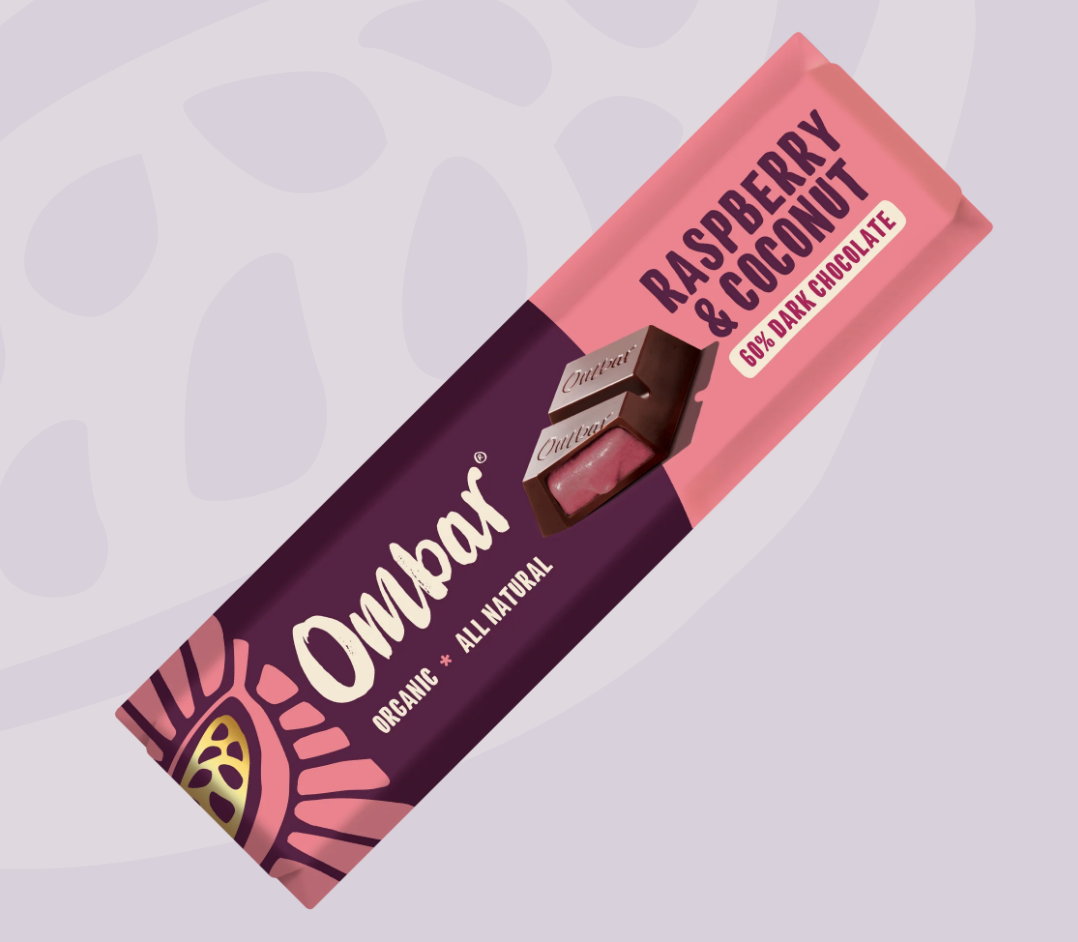 Ombar 紅莓軟心黑朱古力（60%可可） Coco Raspberry Filled Chocolate Bar - Organic (42g)