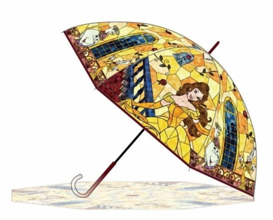 Disney 公主玻璃風格透明長柄雨傘／長遮 - 1件 現貨