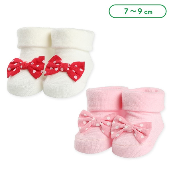 🇯🇵預訂 日本直送🇯🇵兩色立體蝴蝶結新生兒襪