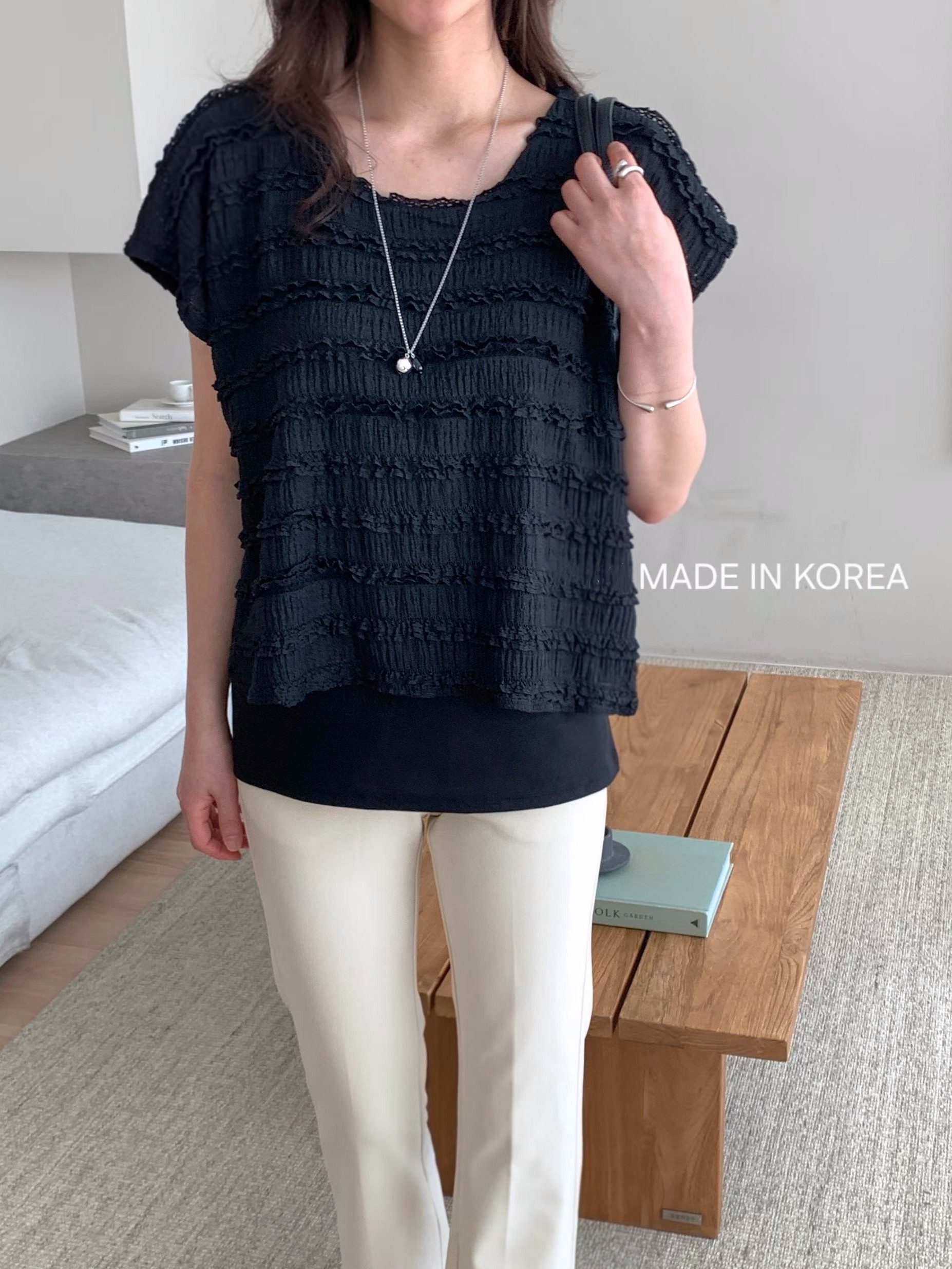 G6280 韓國🇰🇷壓紋假兩件top