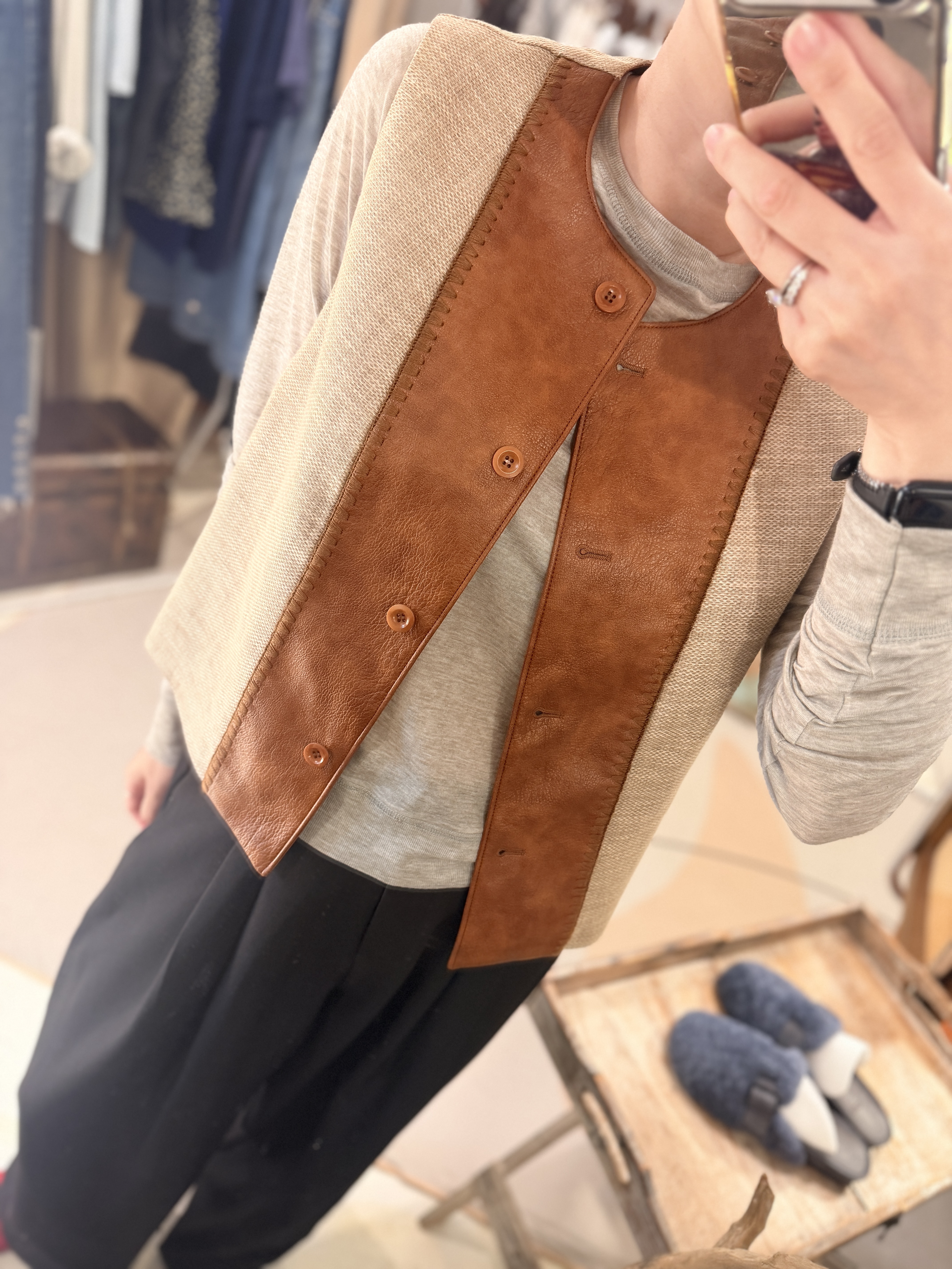 Vintage PU vest jacket