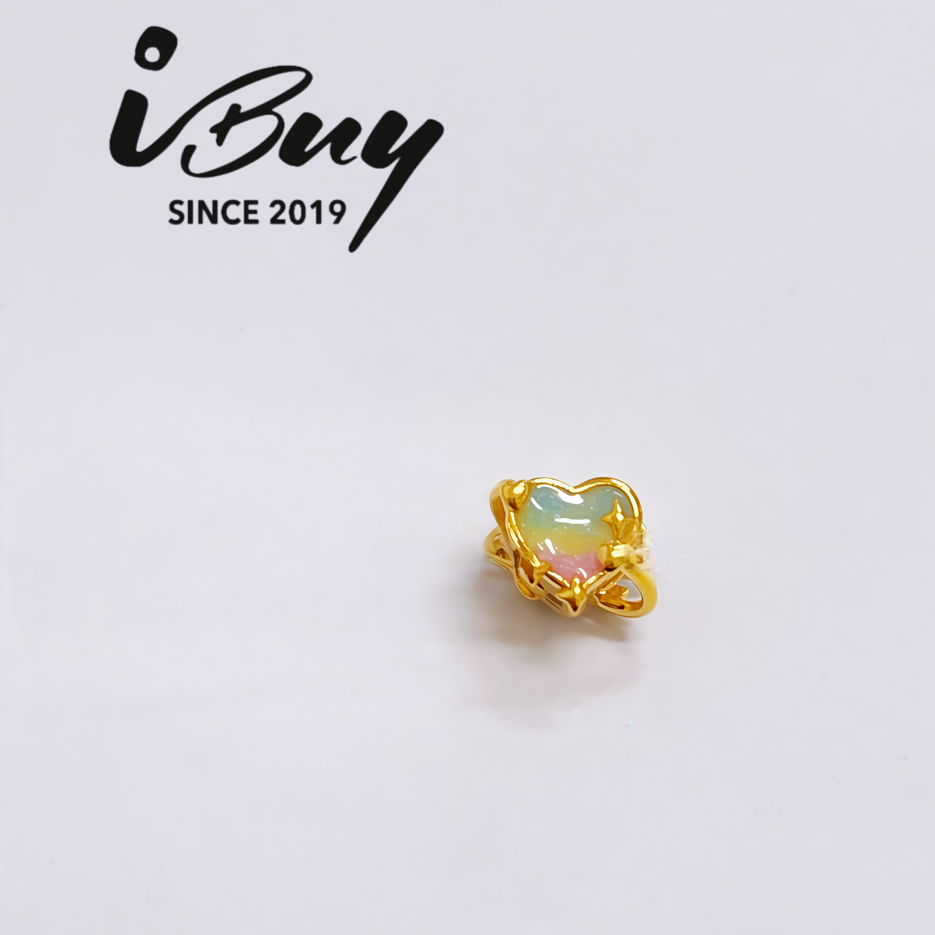 916 HARD GOLD STAR-RING HEART CHARM BEAD-BLUE,YELLOW,PURPLE COLOR 916 硬金 环星爱心串咀-蓝，黄，紫色