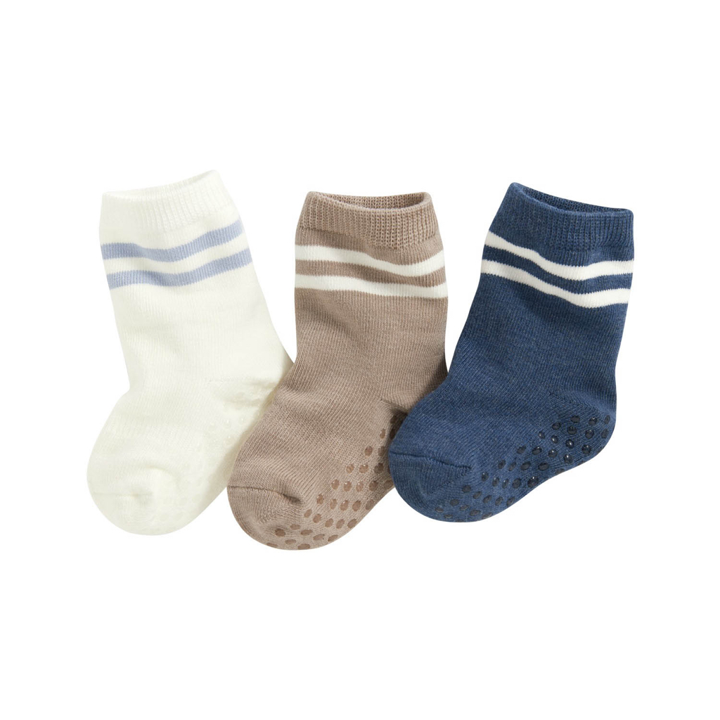 部分現貨💚預訂 台灣直送💚三色純色條紋防滑中筒襪三對裝