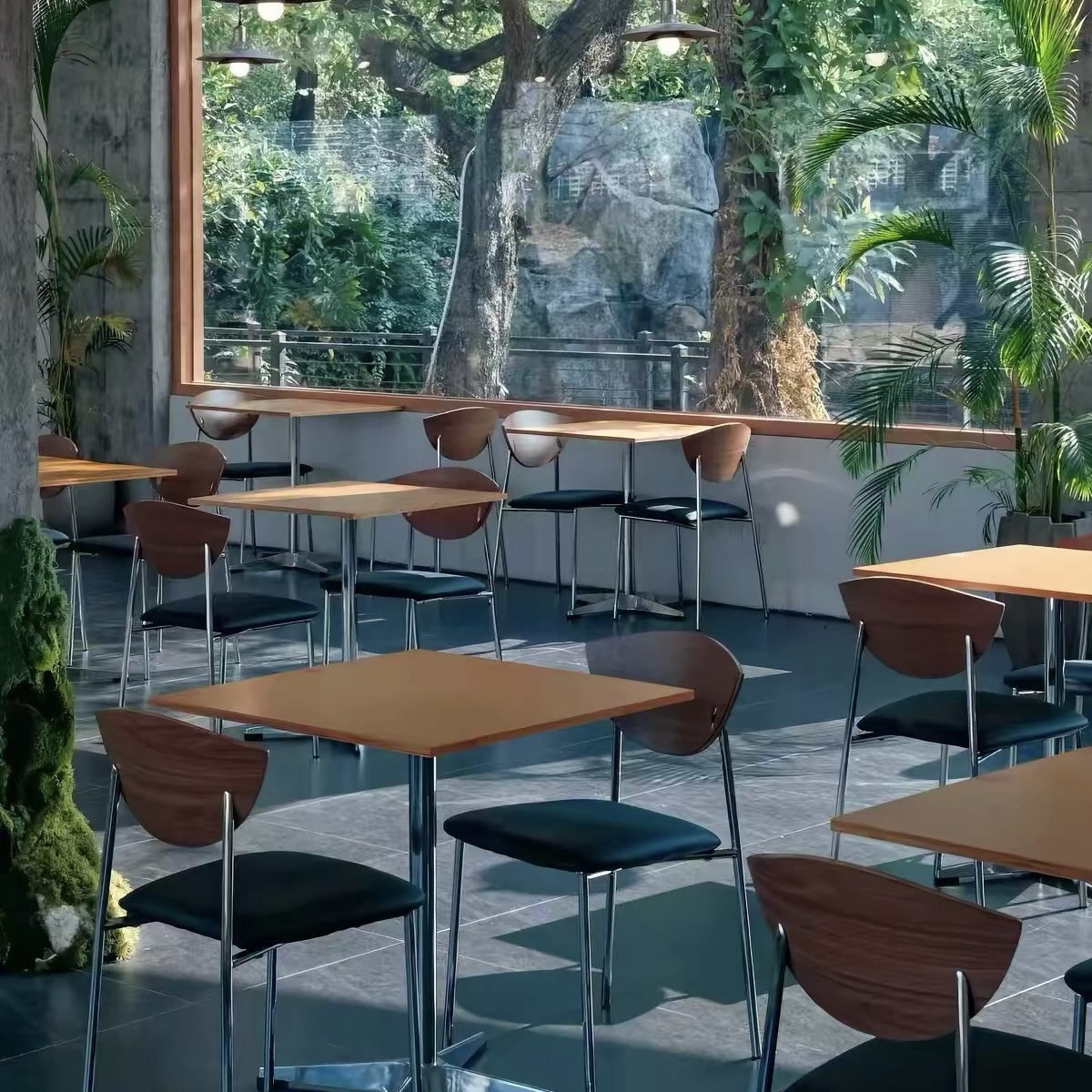 海洋板鋁型材咖啡店桌椅組合 工業風餐飲商用 奶茶店甜點店設計師款桌子 Tables and chairs