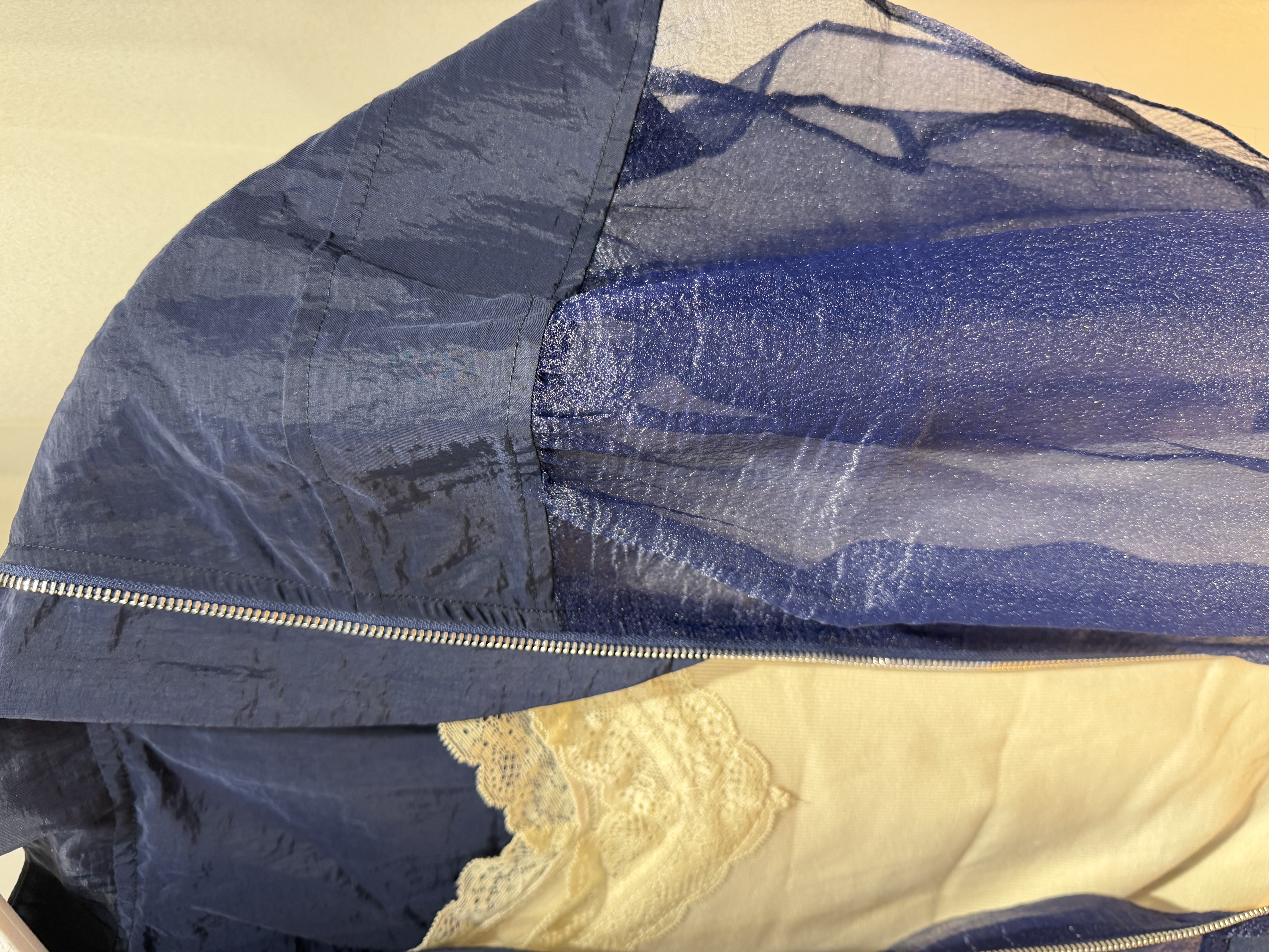 網紗拼接拉鍊外套