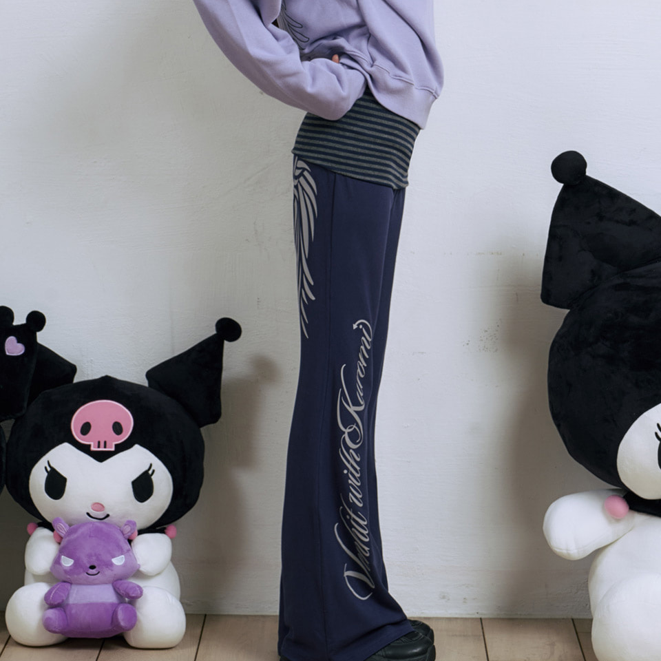 Venhit x Kuromi Striped Banding Bootcut (Black/Navy)