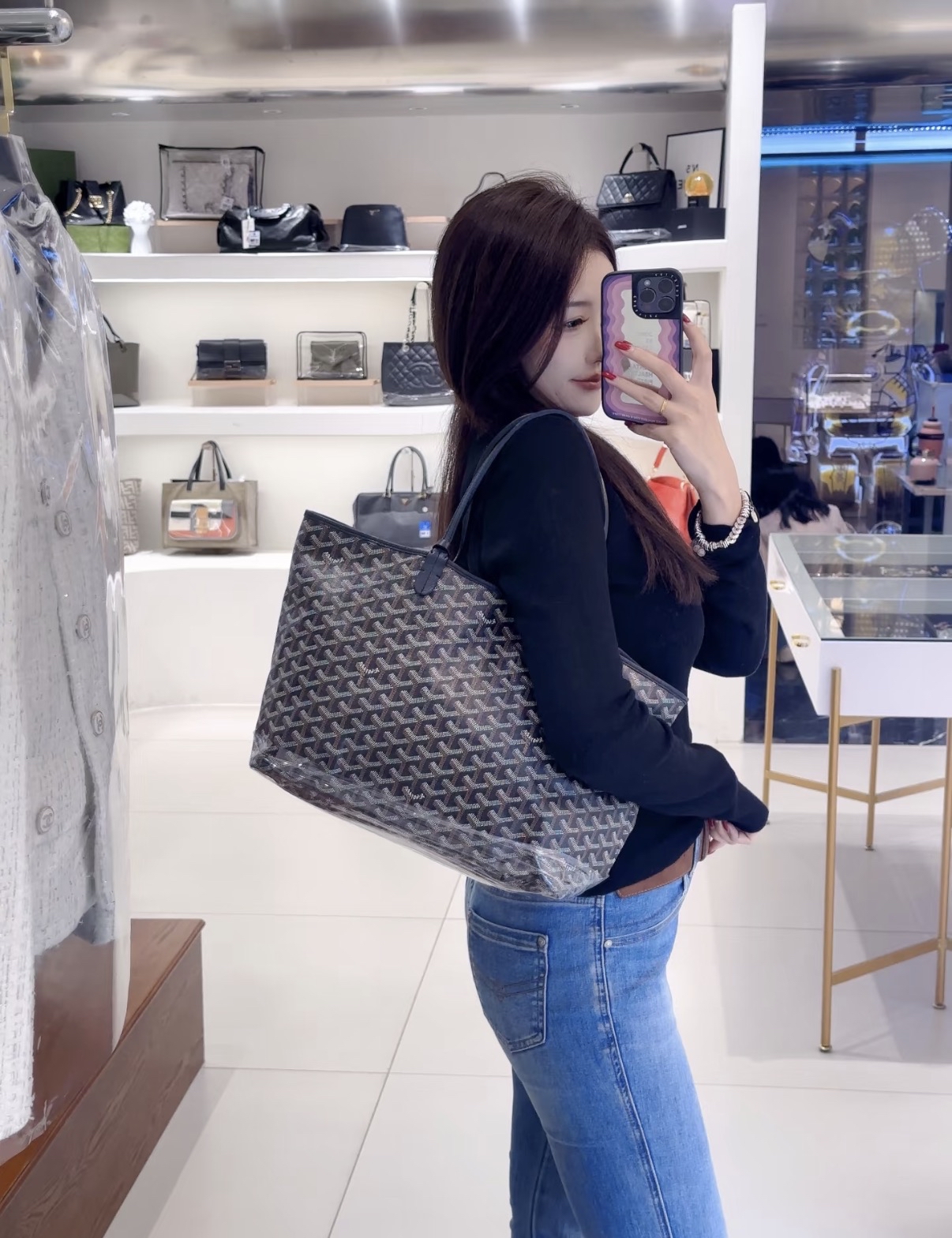 Goyard👜 PRE OWNED🖤black saint Louis pm size 有塵袋🛍️