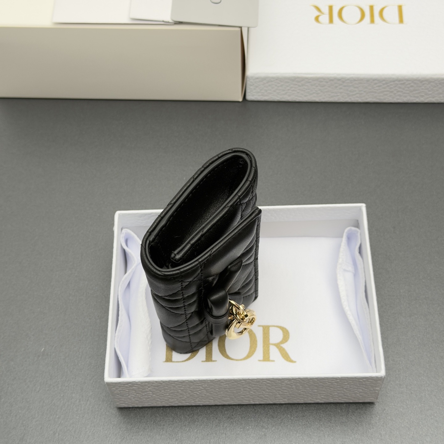 【正品級】DIOR Lady Dior Glycine Wallet 藤格紋羊皮銀包 連專櫃禮盒