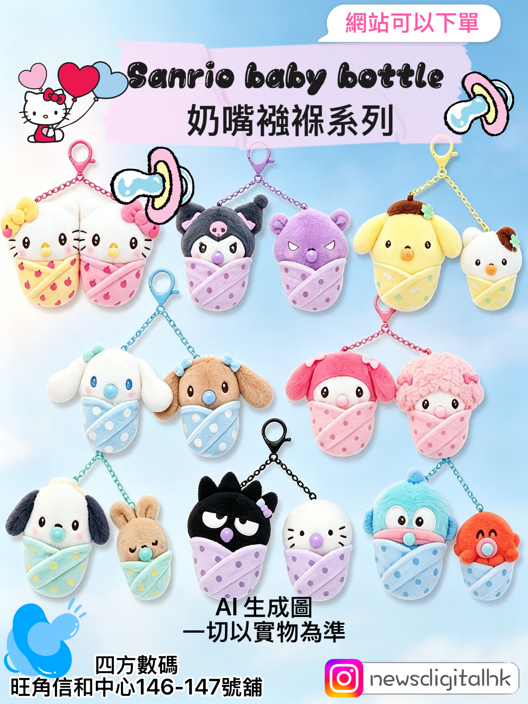 ［4月中到貨] Sanrio baby bottle 奶嘴襁褓系列