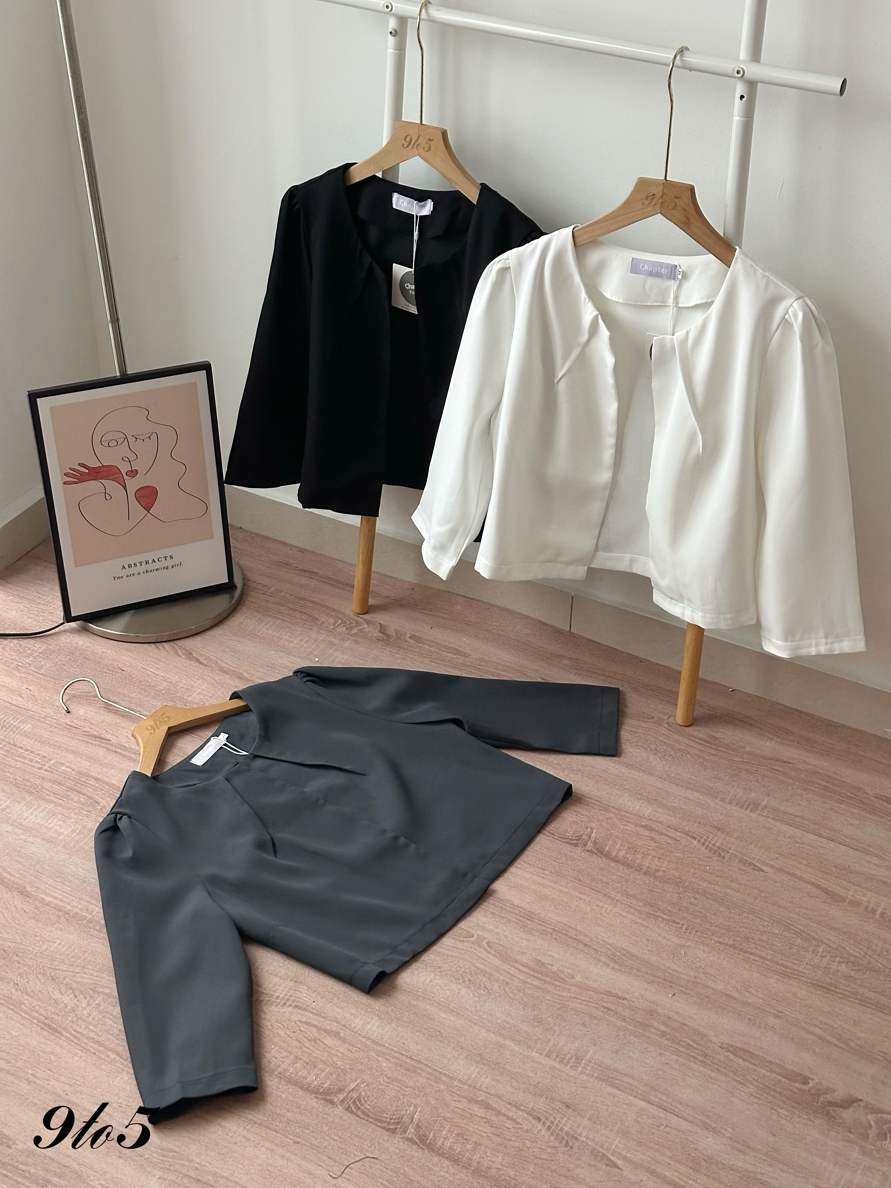 T4442 Half Sleeve Crop Blazer - 3 Colors 