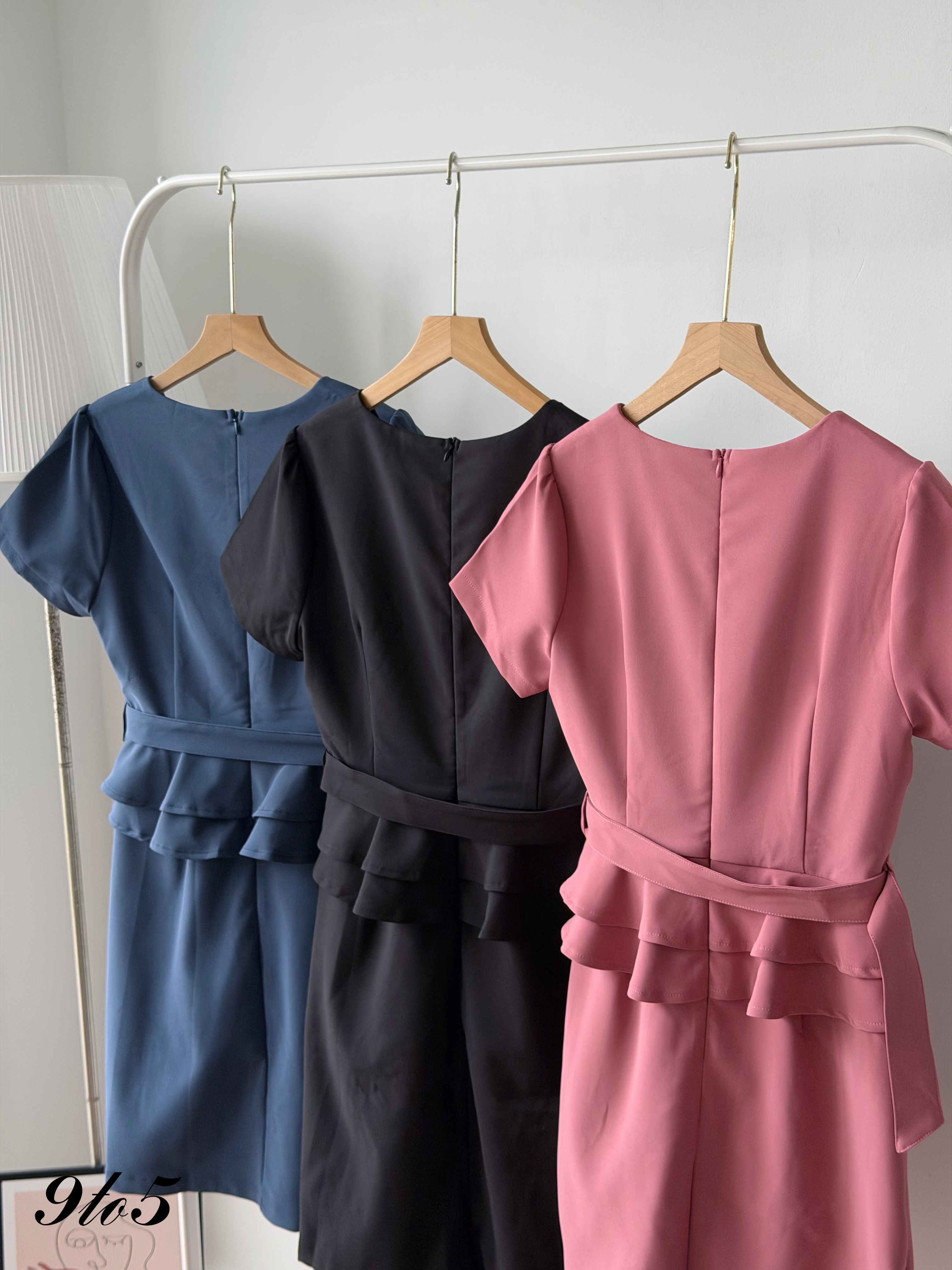 D2377 Chic Ruffle Waist Dress - 3 Colors 