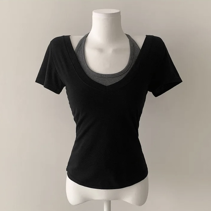 Halter Neck Layered V-Neck Top