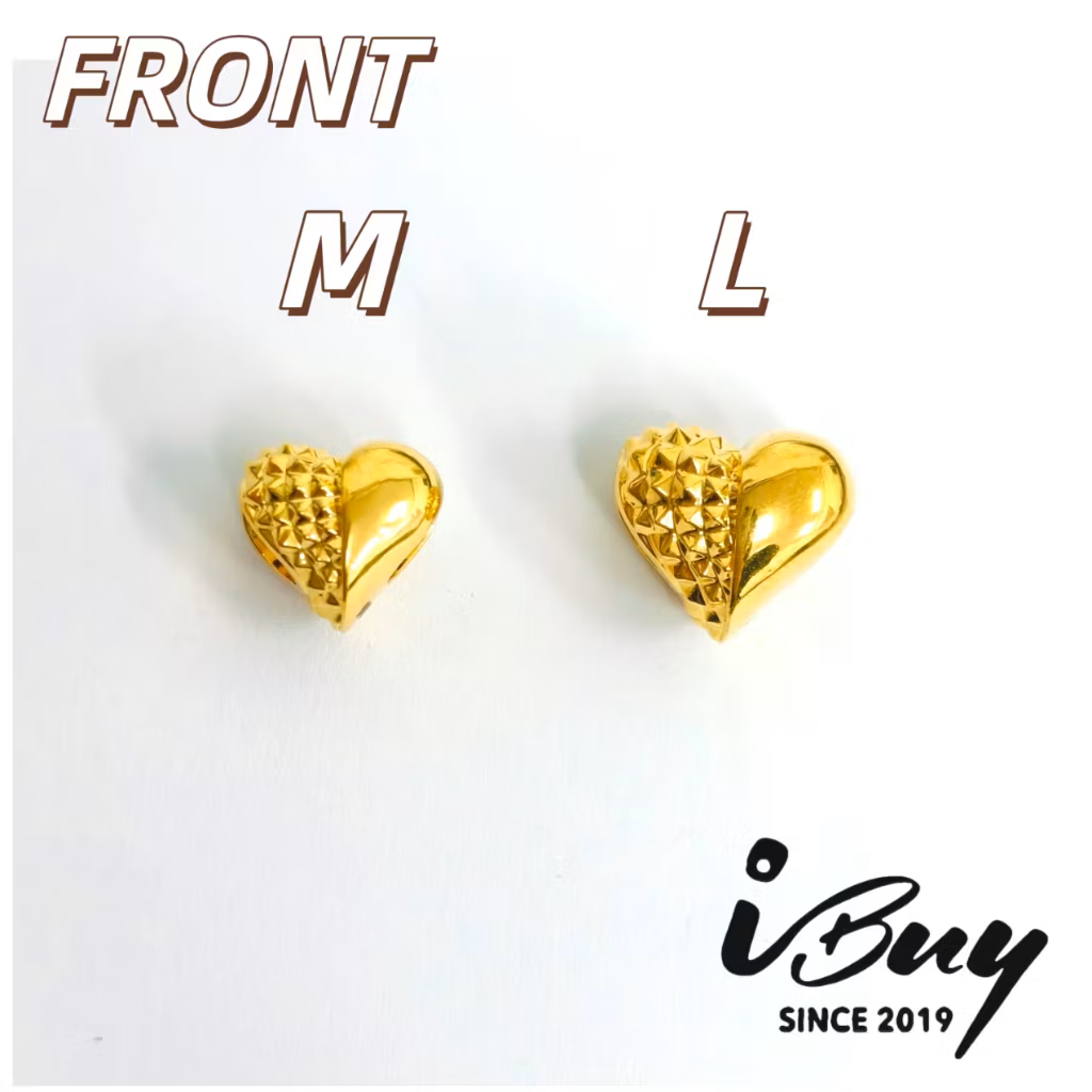 916 HARD GOLD HALF-DIAMOND HEART PATTERN CHARM BAED 916 硬金半菱纹爱心串咀