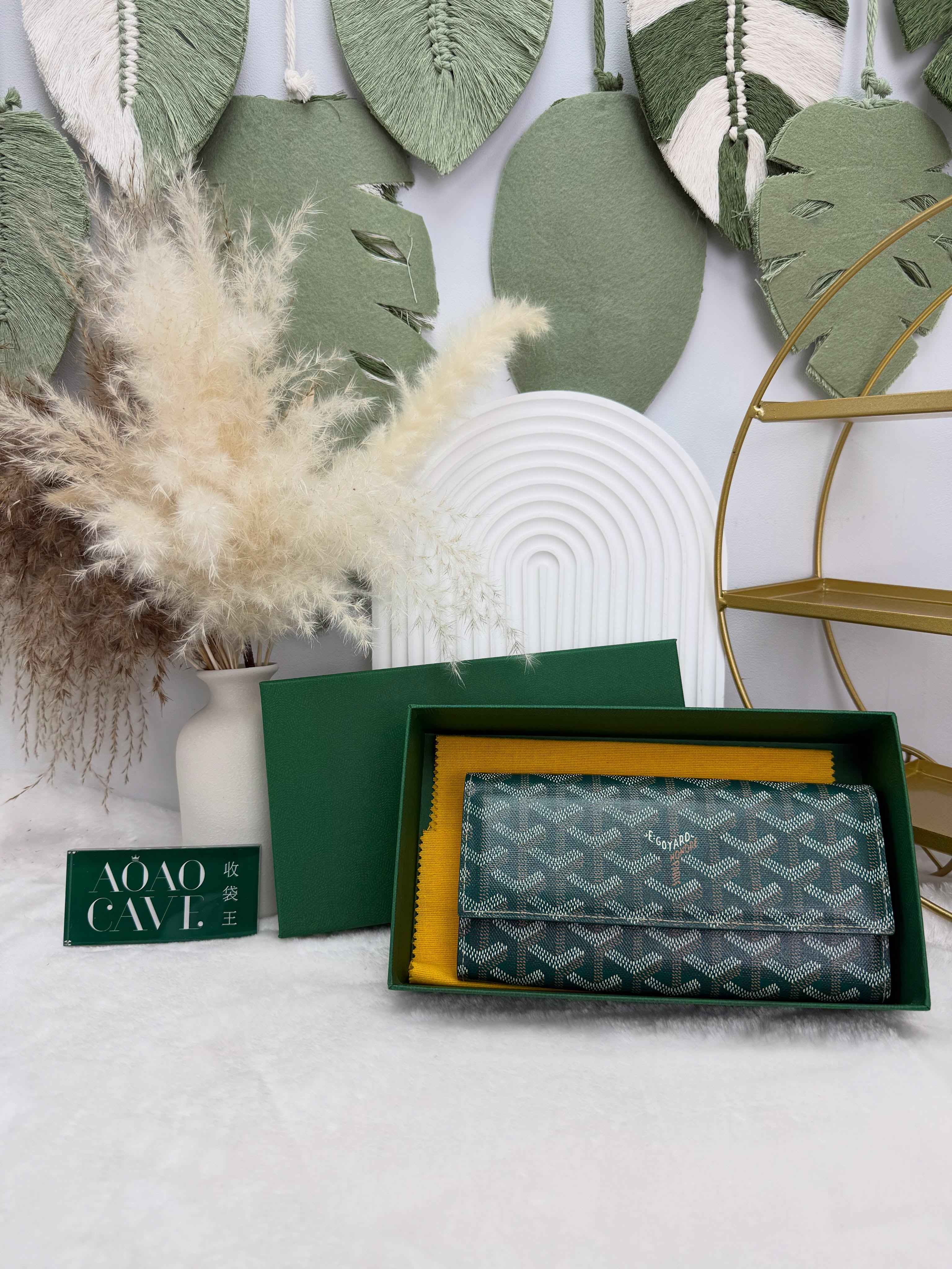 Goyard 👜 PRE OWNED 🛍️綠色老花長銀包💚