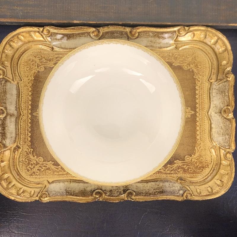 Antique Pre-1930s French Limoges by Jean Pouyat Elegant Laurel Gold Gilt Bowl(MT467)