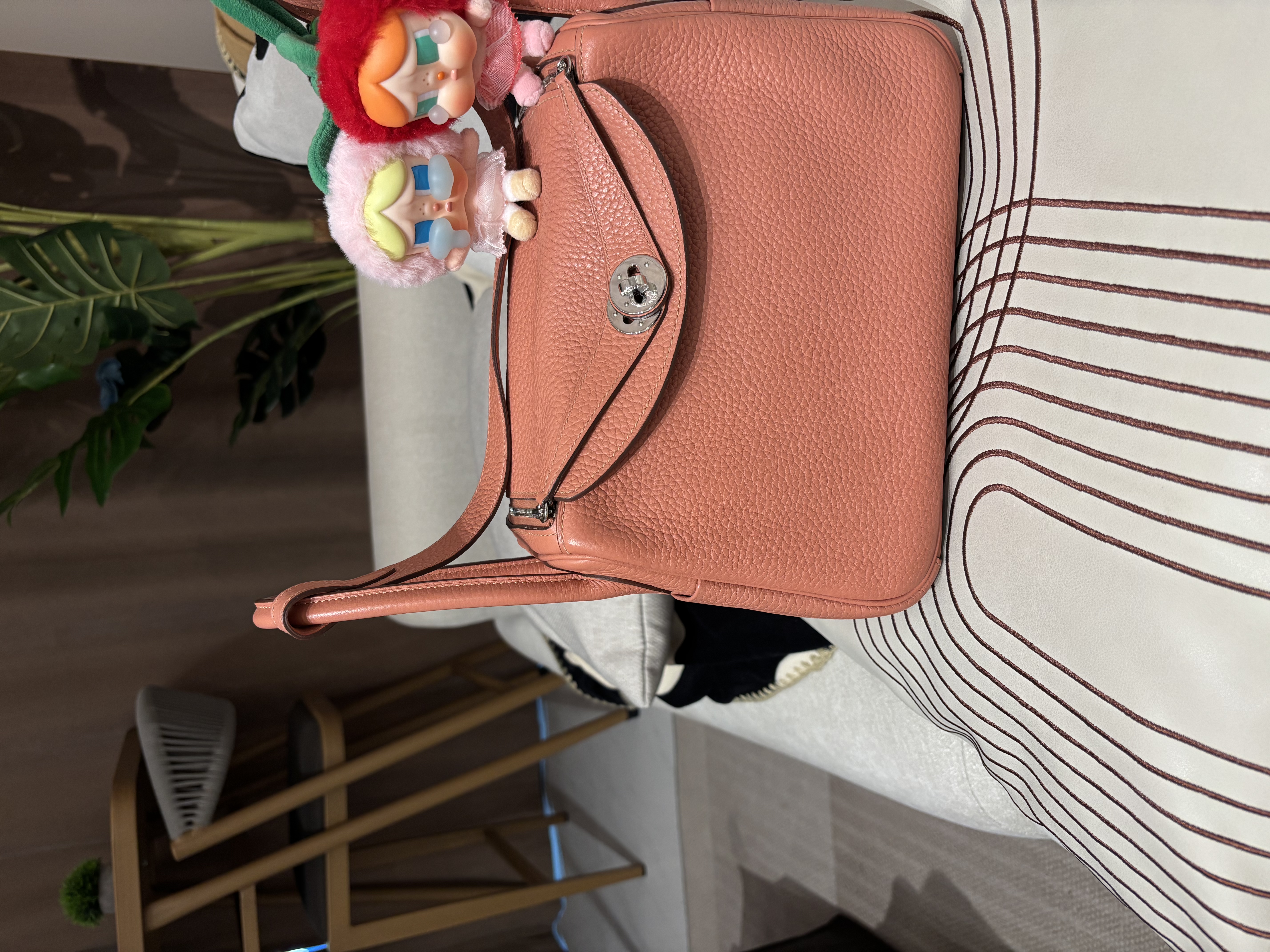 Hermes Lindy 26 Stamp [Q] 龍蝦粉銀扣100%Authentic, 95%New ✅Dust bag