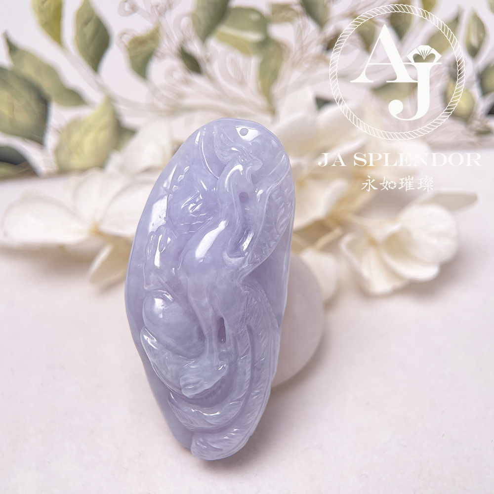 JN-762 天然翡翠A玉 冰潤紫羅蘭鳳凰吊墜