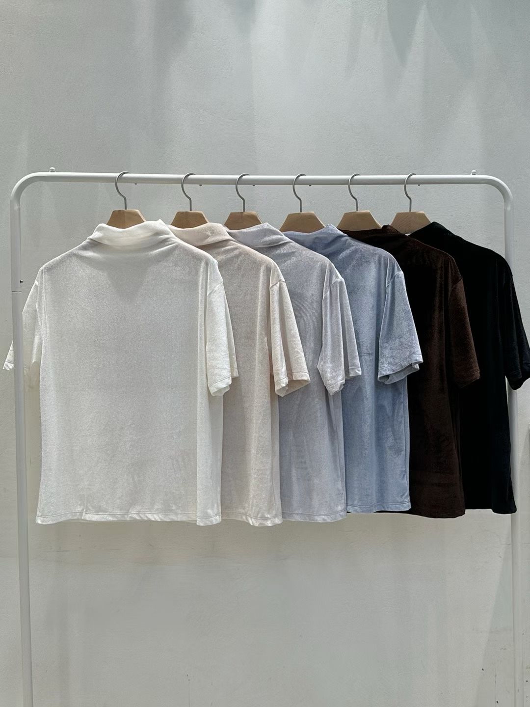 221500 企領短袖薄絲絨Tee