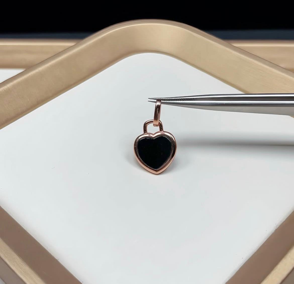 墨翠心形銀鍍玫瑰金吊墜