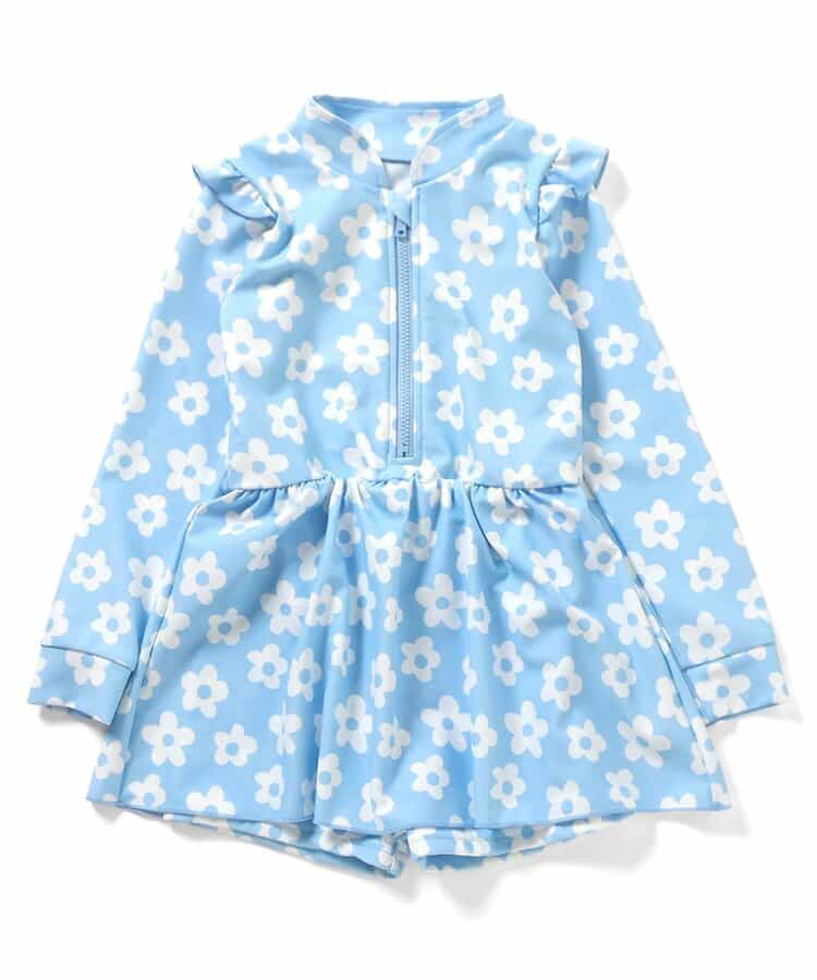 🇯🇵預訂 日本直送🇯🇵BREEZE兩色圖案滿印荷葉邊長袖連身泳衣