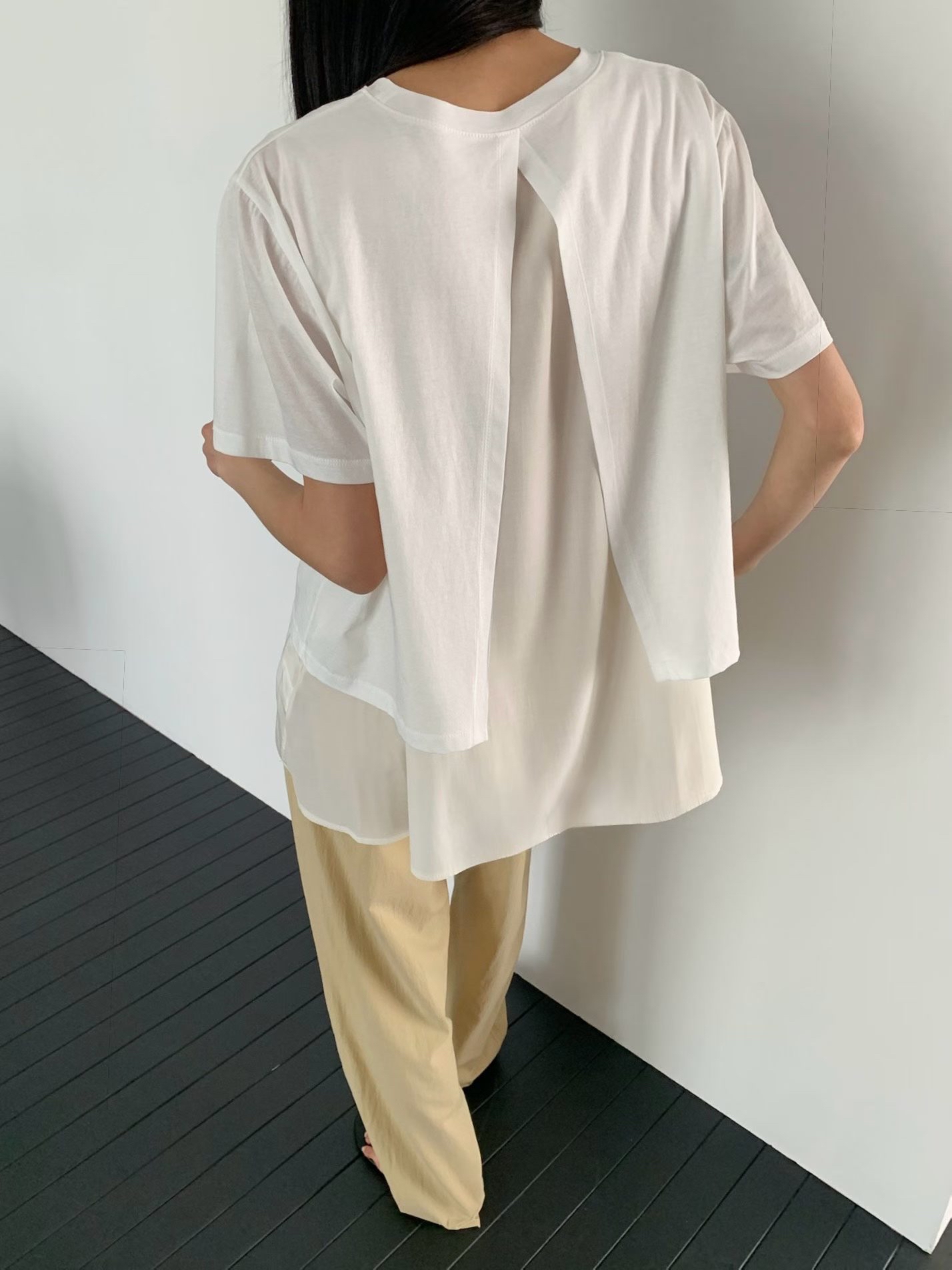 假2 件拼料薄Top