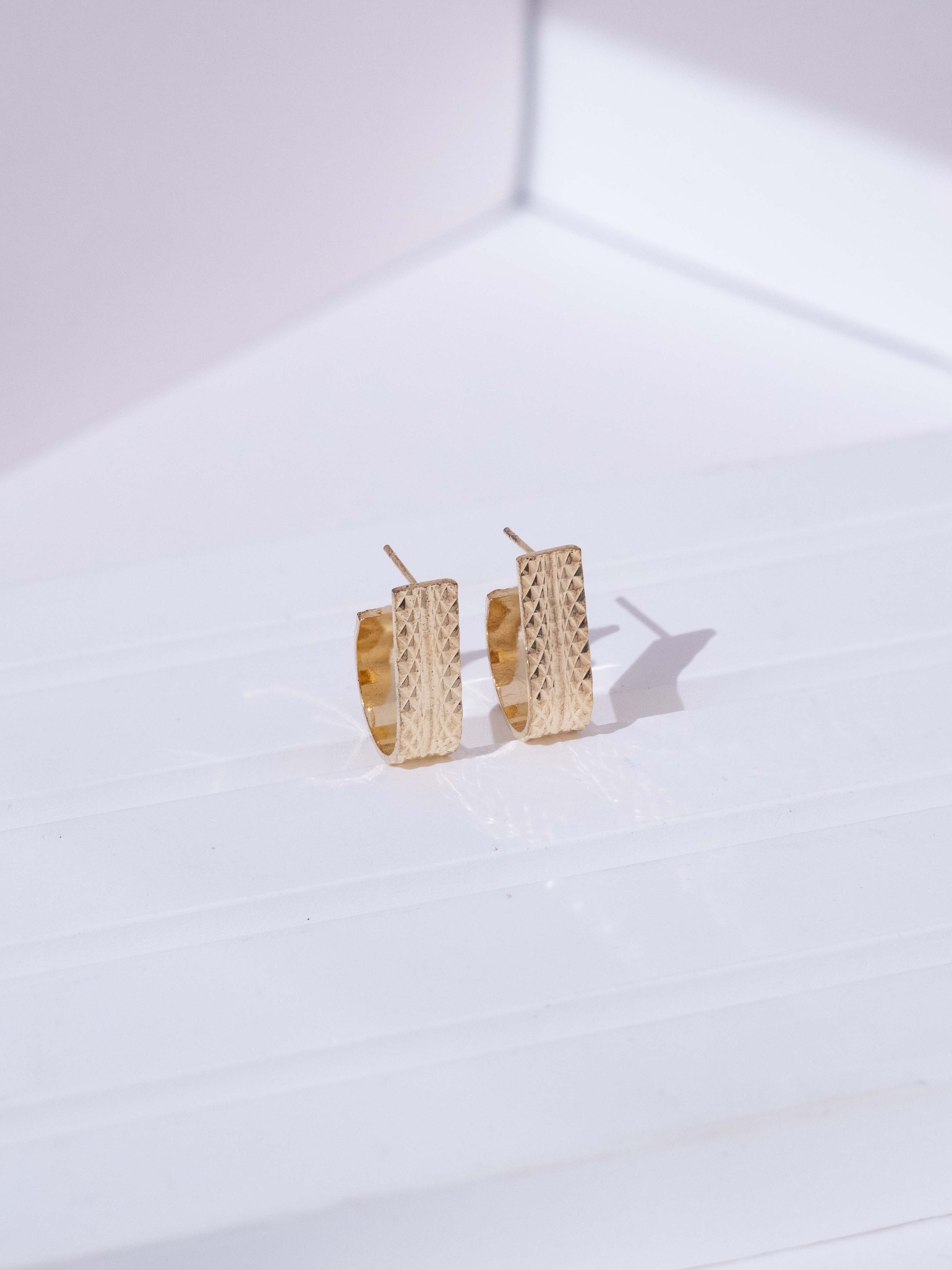 Hammered Huggie Hoops Stud Earrings
