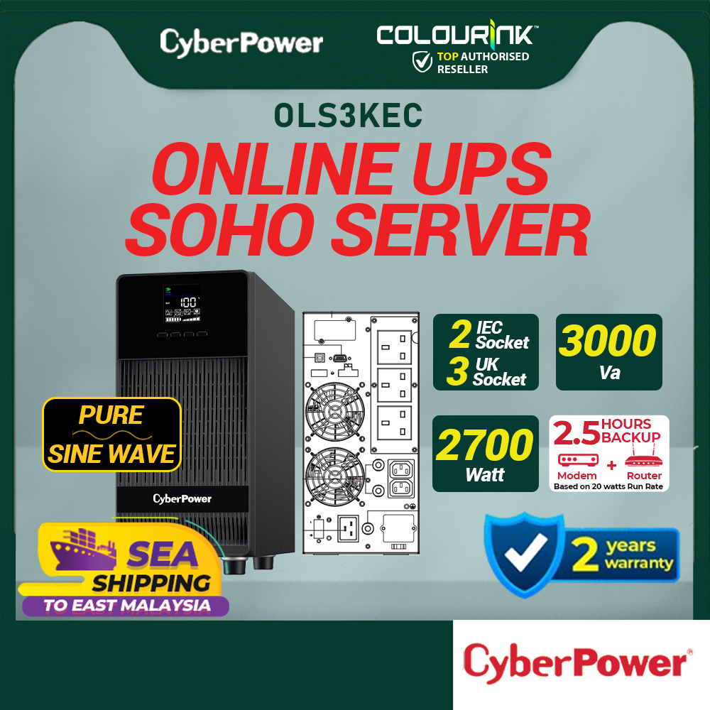 CYBERPOWER OLS1KEC Online Double Conversion UPS Backup Battery LCD Display Surge Protection NAS