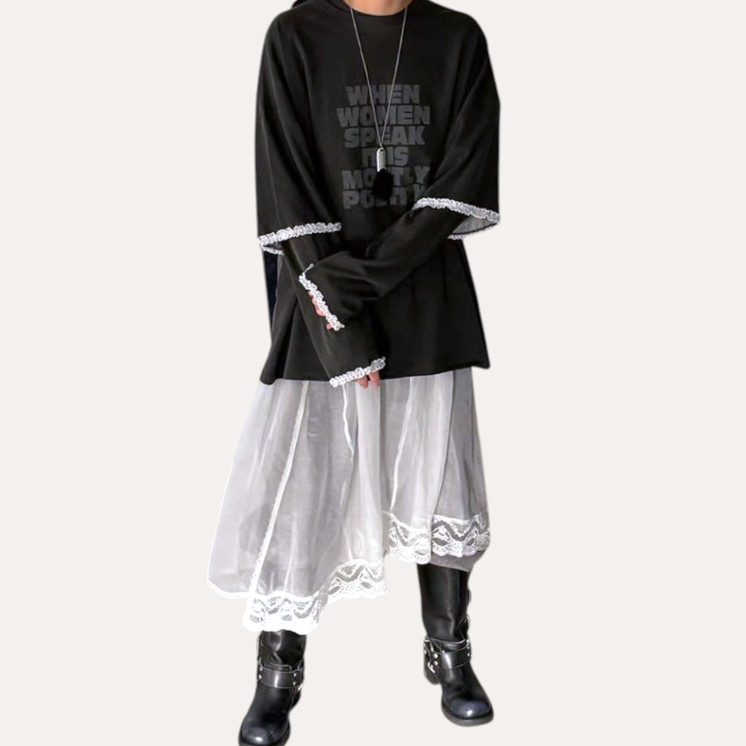 221015 滑料透紗長裙