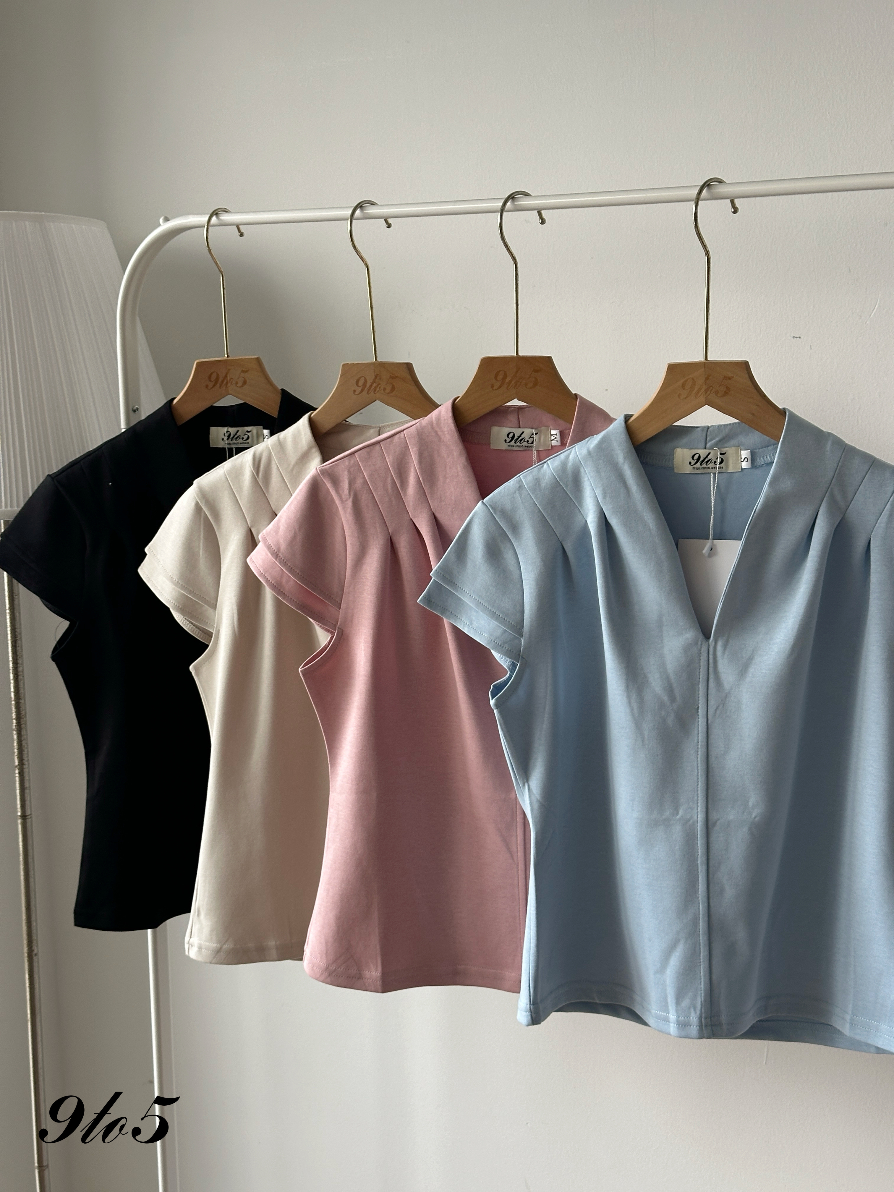 T4287 V Neck Ruched Top - 4 Colors 