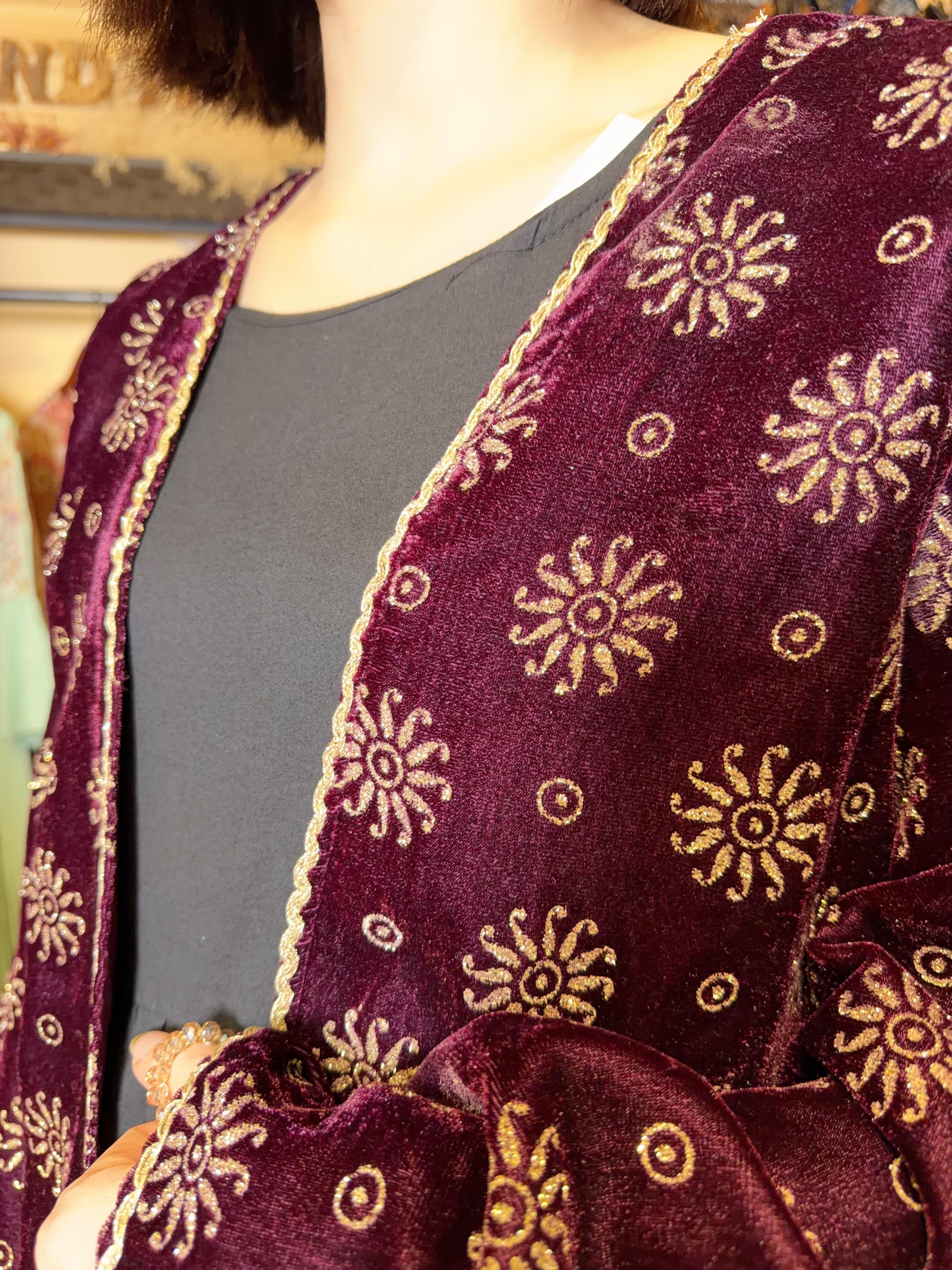 Purple Velvet With Sun Gold Print Jacket #1103