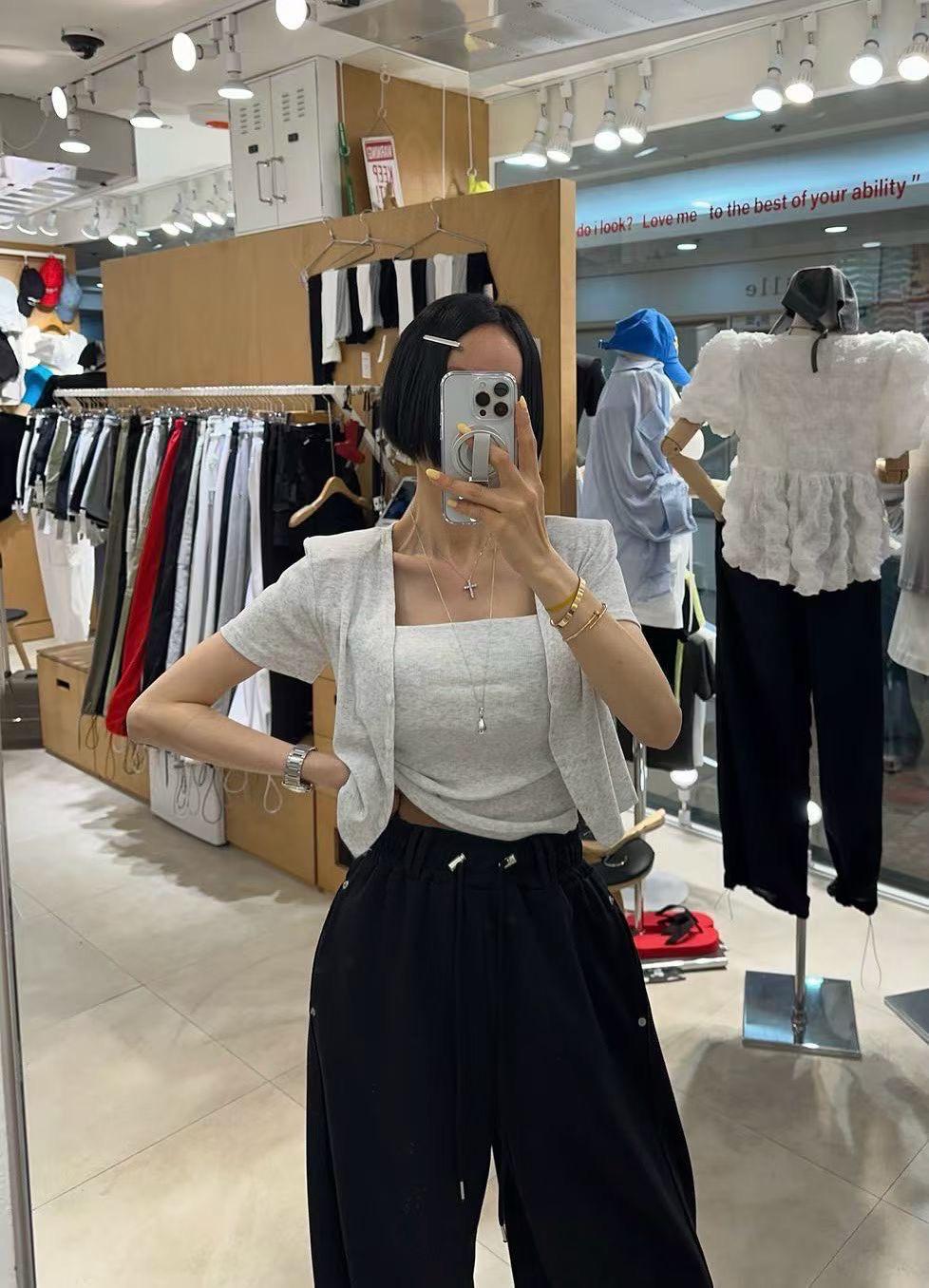 T05 暗紋Bra top +外套Set