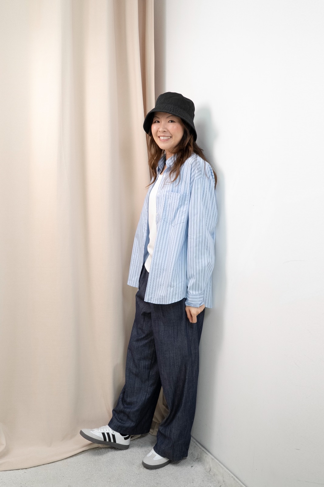 直間紋Smart causal 襯衫（藍啡間）
