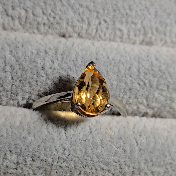 Gem-grade citrine ring in adjustable sterling silver - CT177