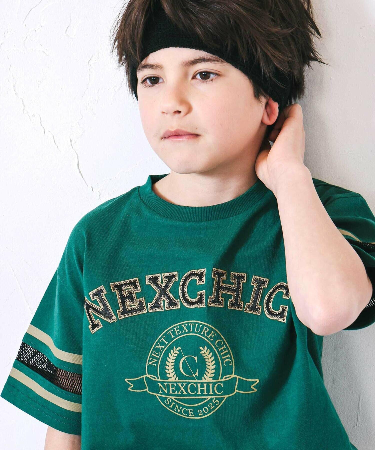 🆕【⭐訂購⭐】🌀 🇯🇵 日本直送 Nexchic 學院風 刺繡貼布 網眼袖 短袖T恤［2款選］ 🌀[ELDA-0153][260516]