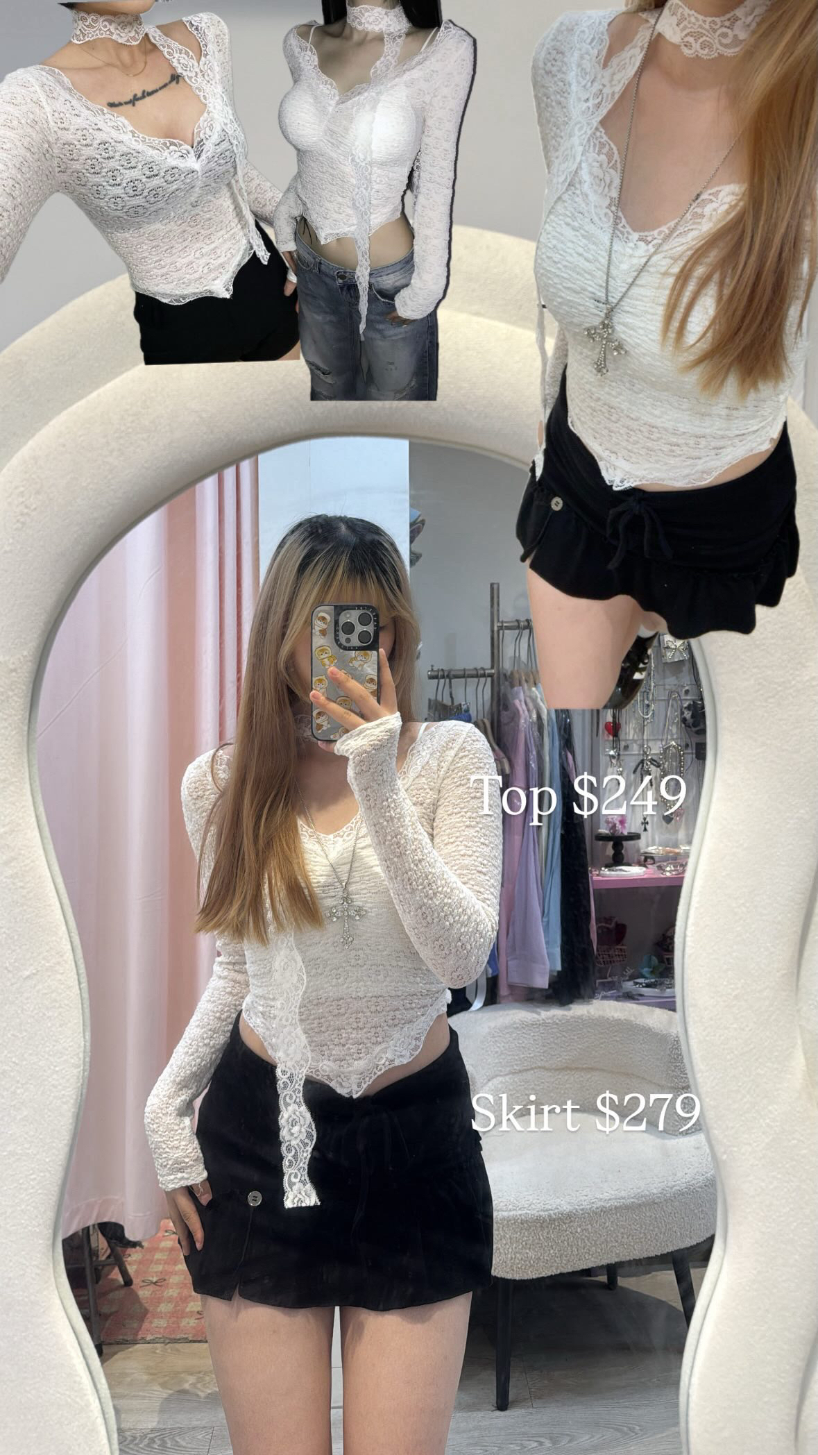 韓國少性感Lacy透薄一字膊外撘