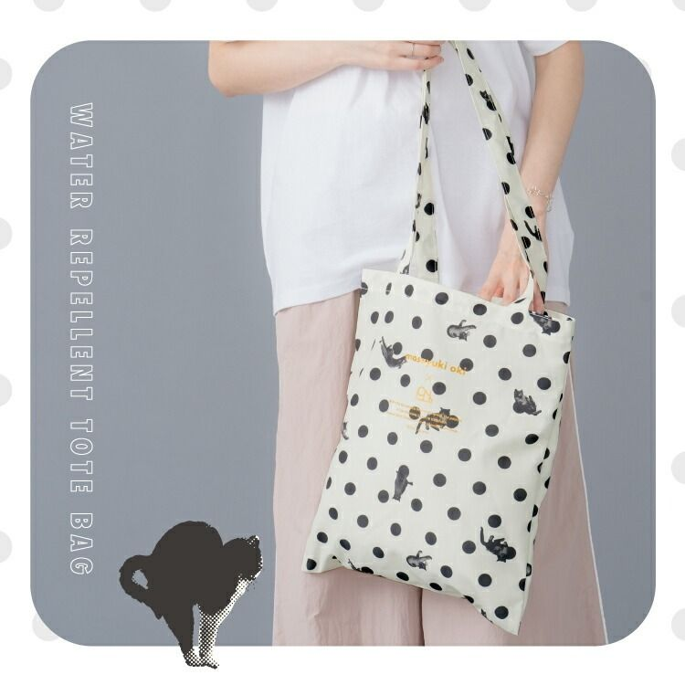 ⚡️限時抵價⚡️｜日本直送 Wpc 波點貓咪防水休閑布袋 環保袋 - 米白色 