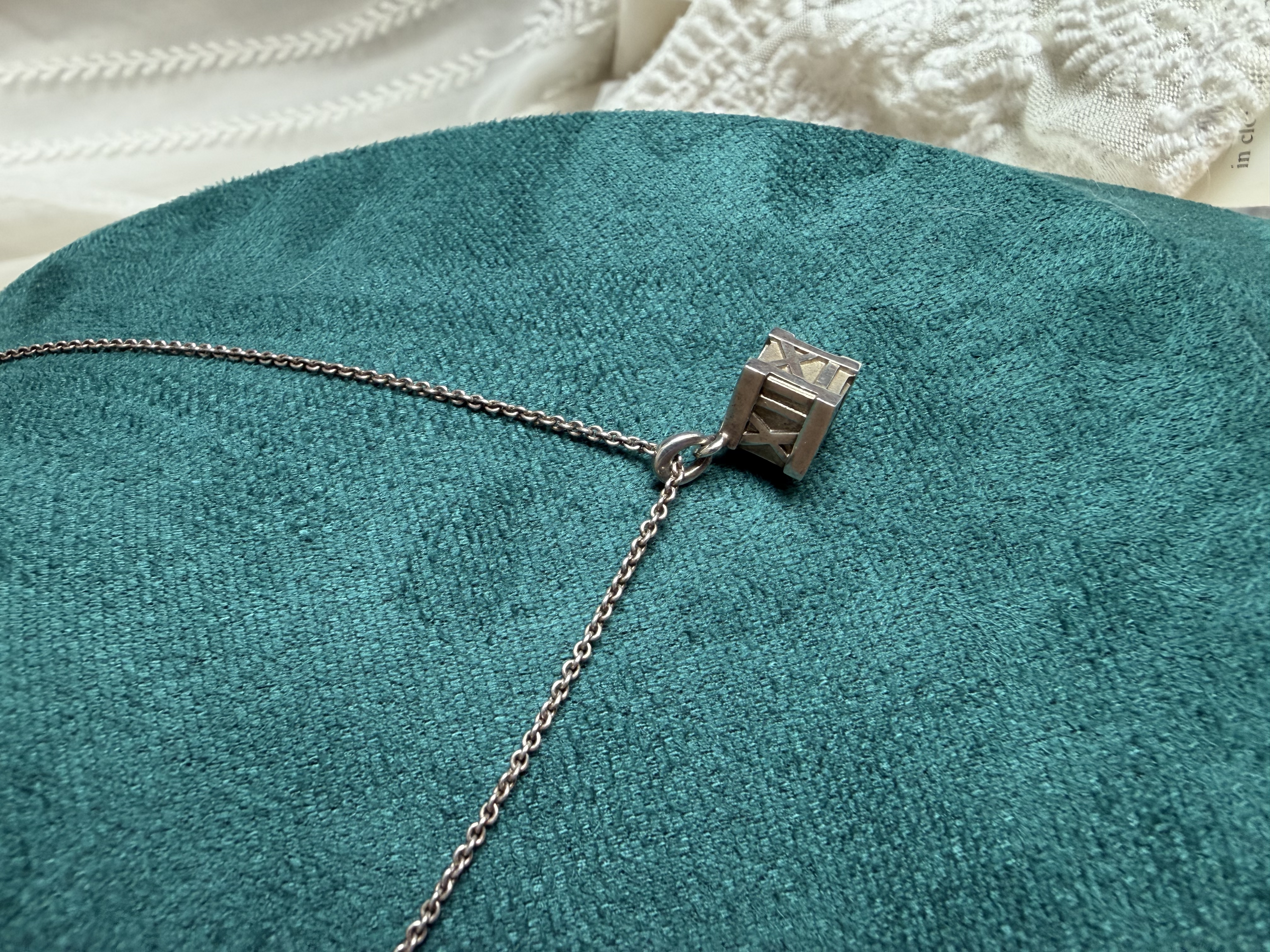 Tiffany & Co. Atlas cube pendant 925 silver necklace