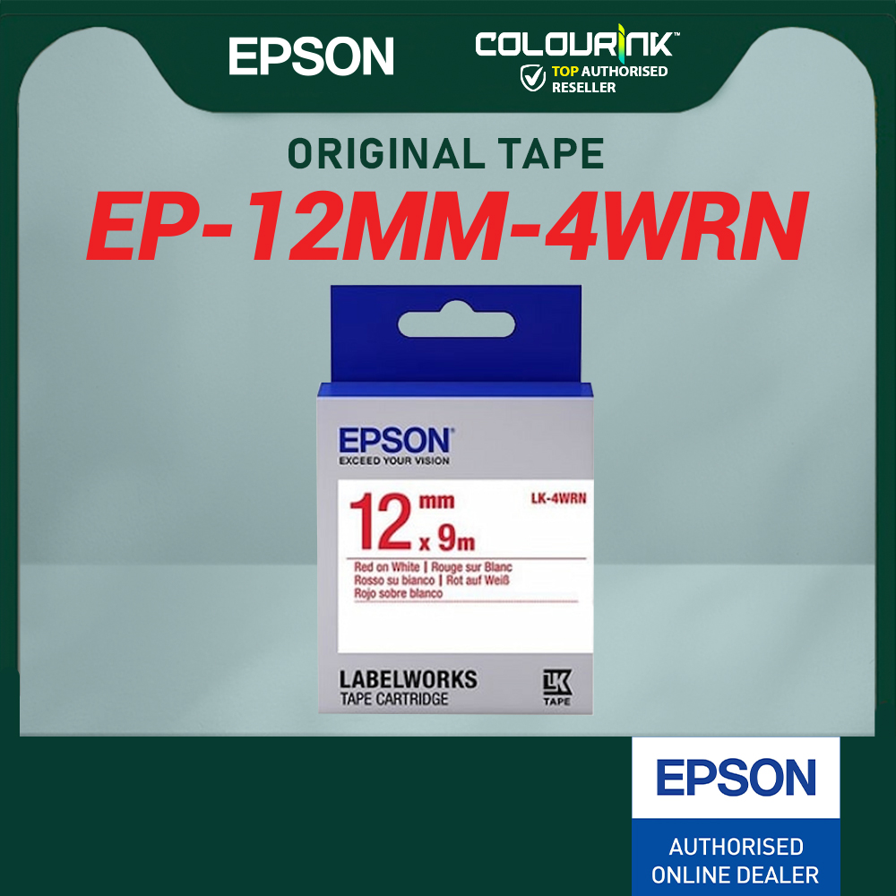 Epson Original LK Label Tape Sticker 9 Meter Long 2WBN 3WBN 3YBP 4WBN 4KBM 4TBN 4SBM 4LBP LW-K200 LW-K400 LW-600P LW-700