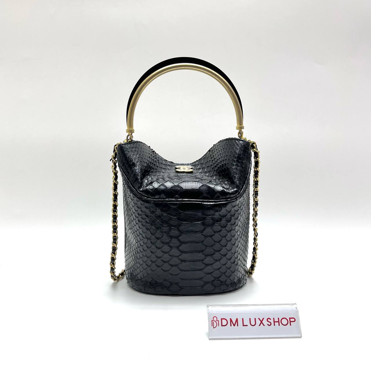 Chanel Python Leather Top Handle Bucket Bag GHW (Serial 29, Y: 2019)