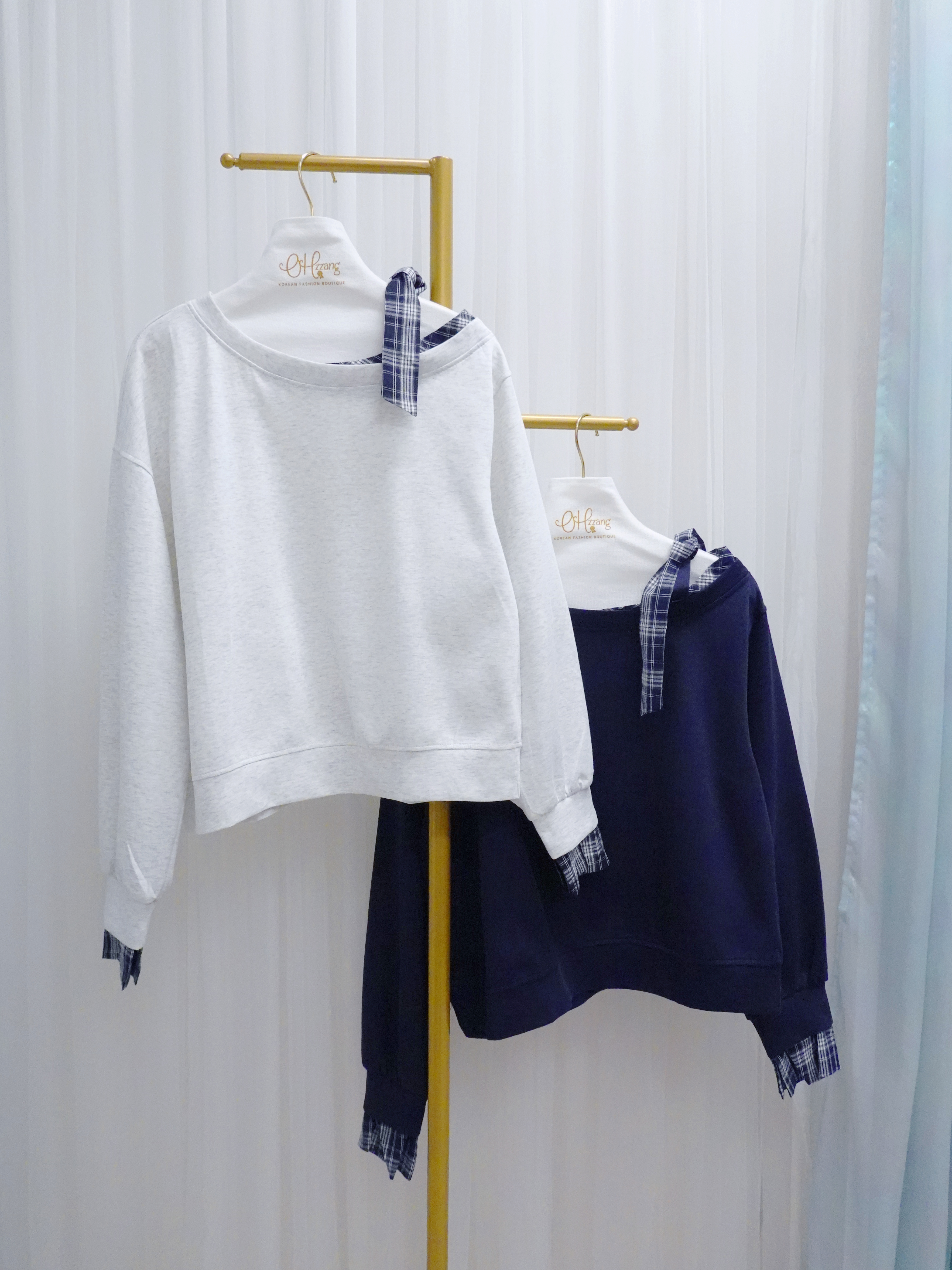 TOP22_11 格子小露肩MTM (2色)