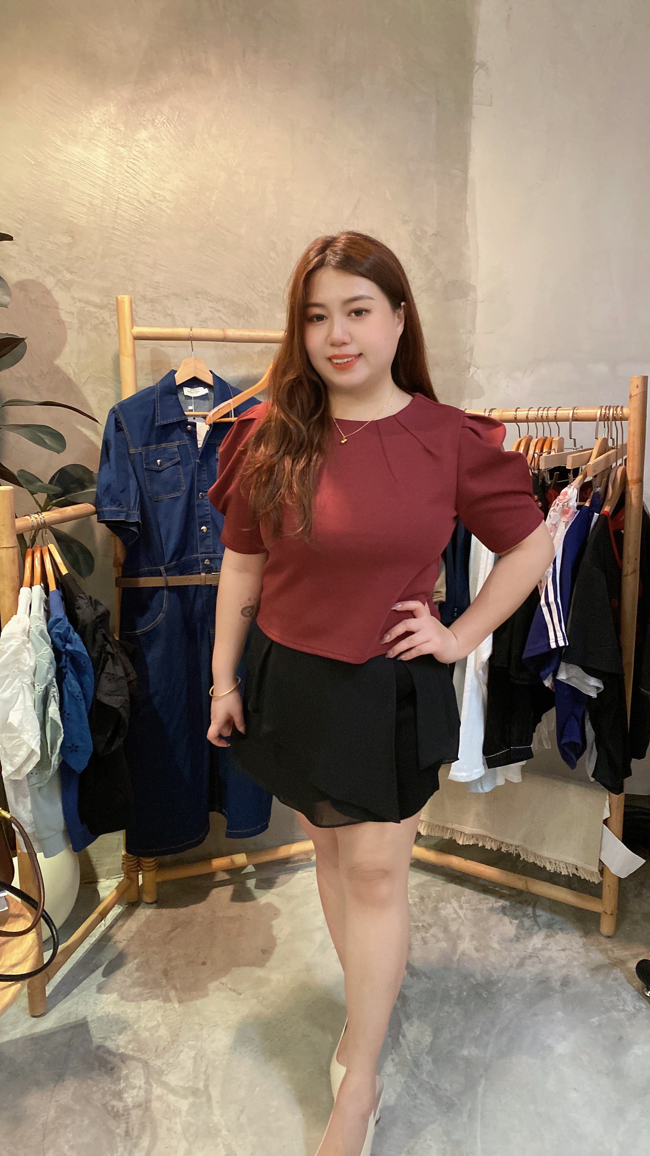 ✨4635号-气质圆领公主袖上衣