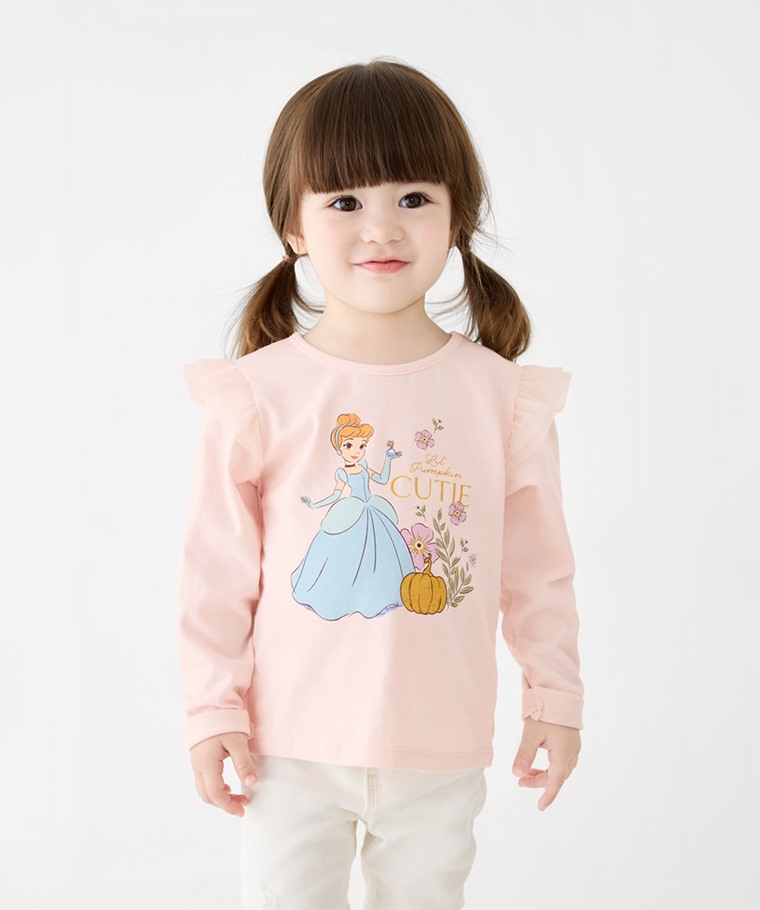 🌸預訂 台灣直送🌸迪士尼公主系列三色網紗印花純棉長袖T恤