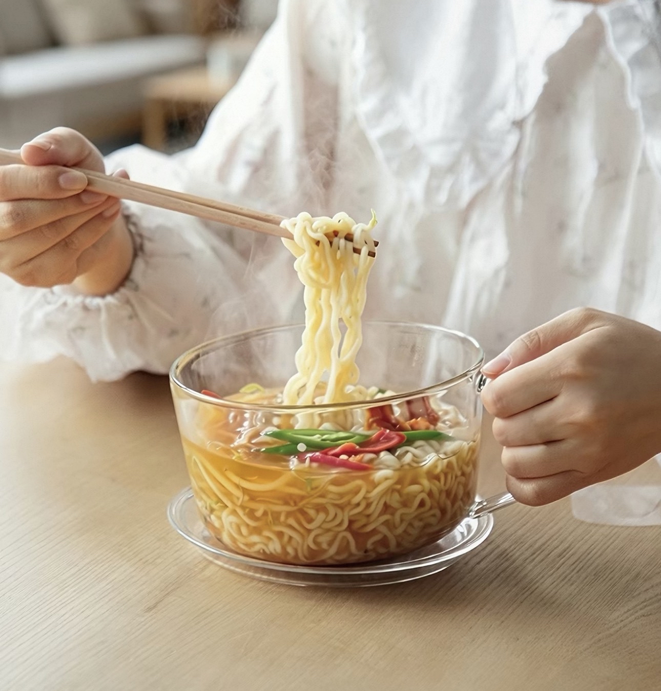 日本霜山耐熱玻璃即食麵杯
