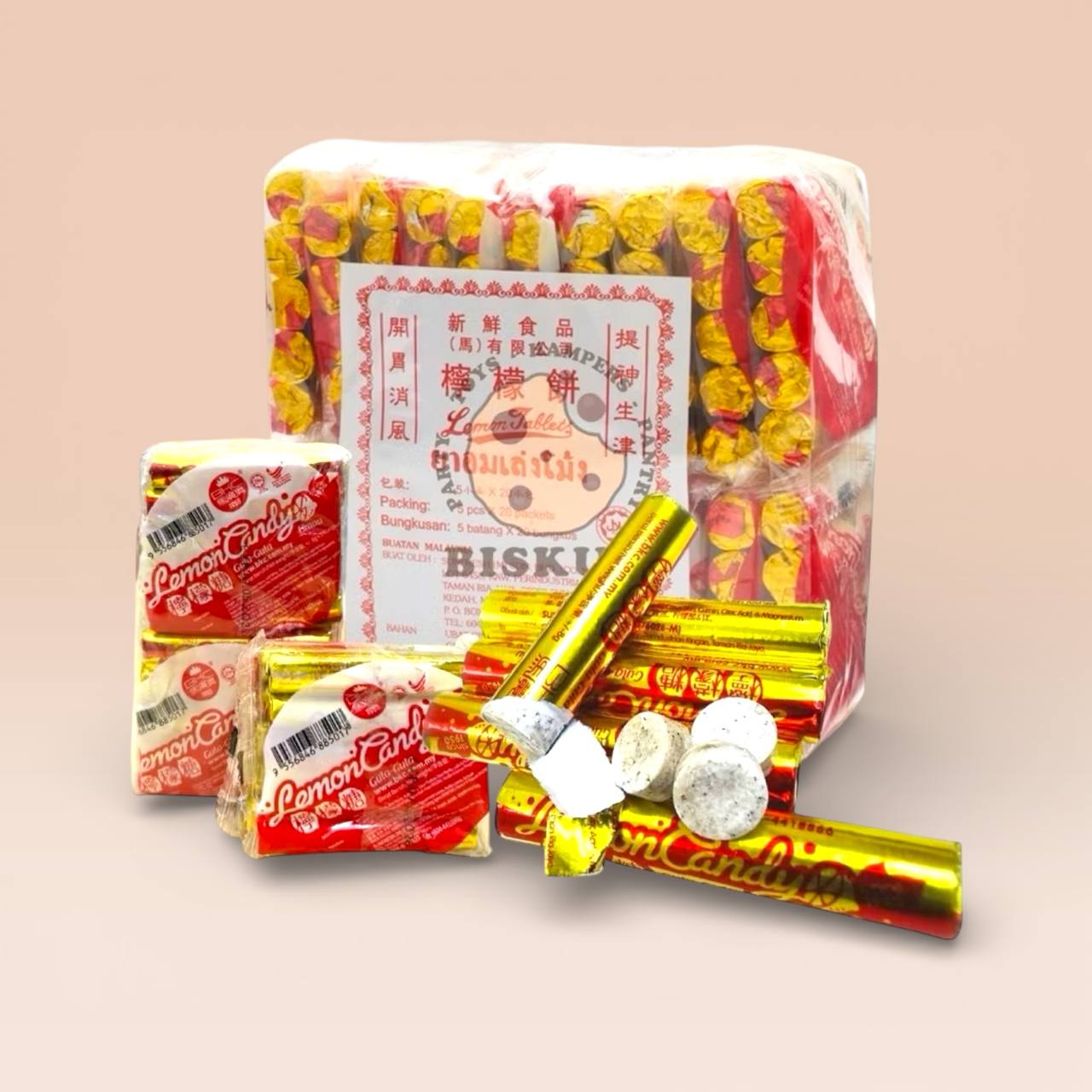 Lemon Tablet gula asam limau candy 柠檬糖 20pcs