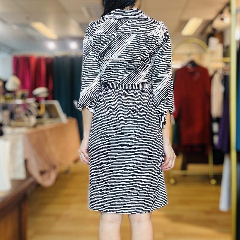 Vintage C.a. 1970s Black and White Striped ShirtDress With Original Belt (MT1842-3)