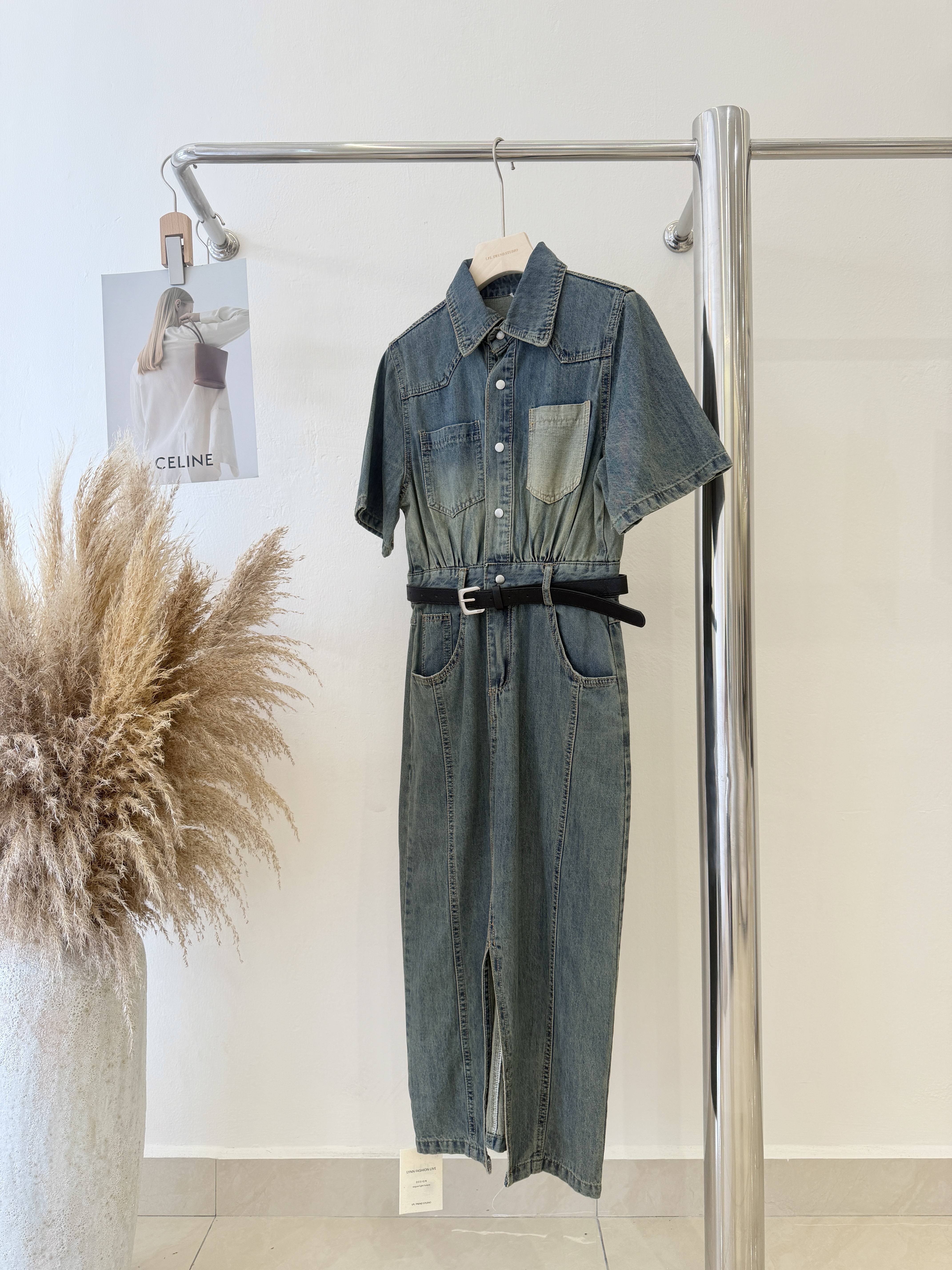 5606 爆款渐变牛仔连身裙