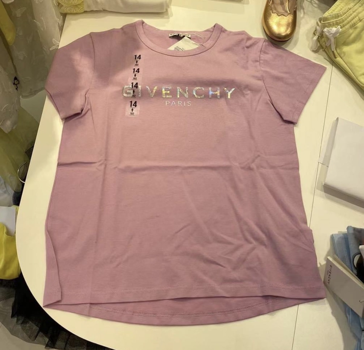 Givenchy kids 粉紫色幻彩logo tee