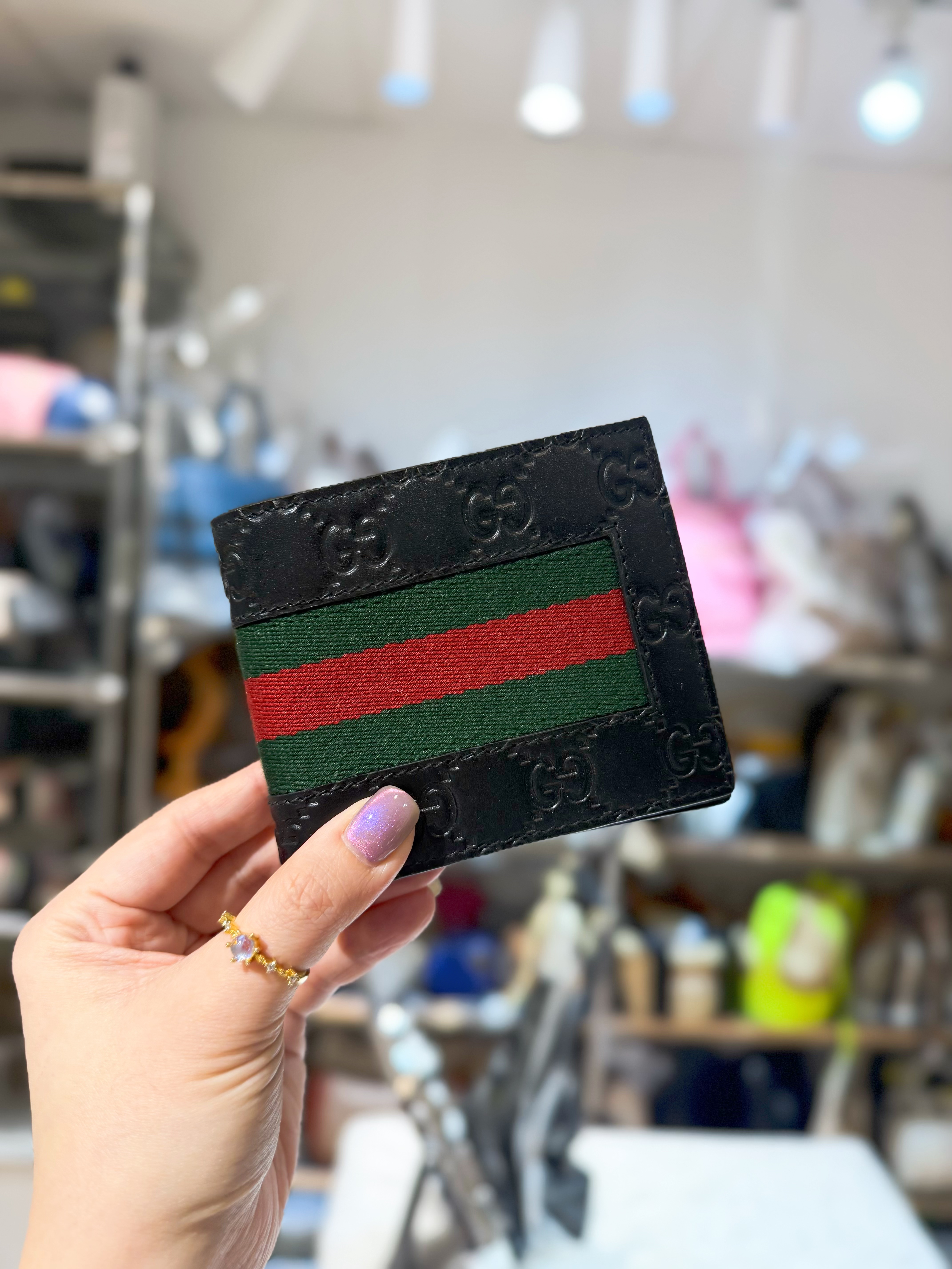 Gucci wallet 738/signature/blk/red/green