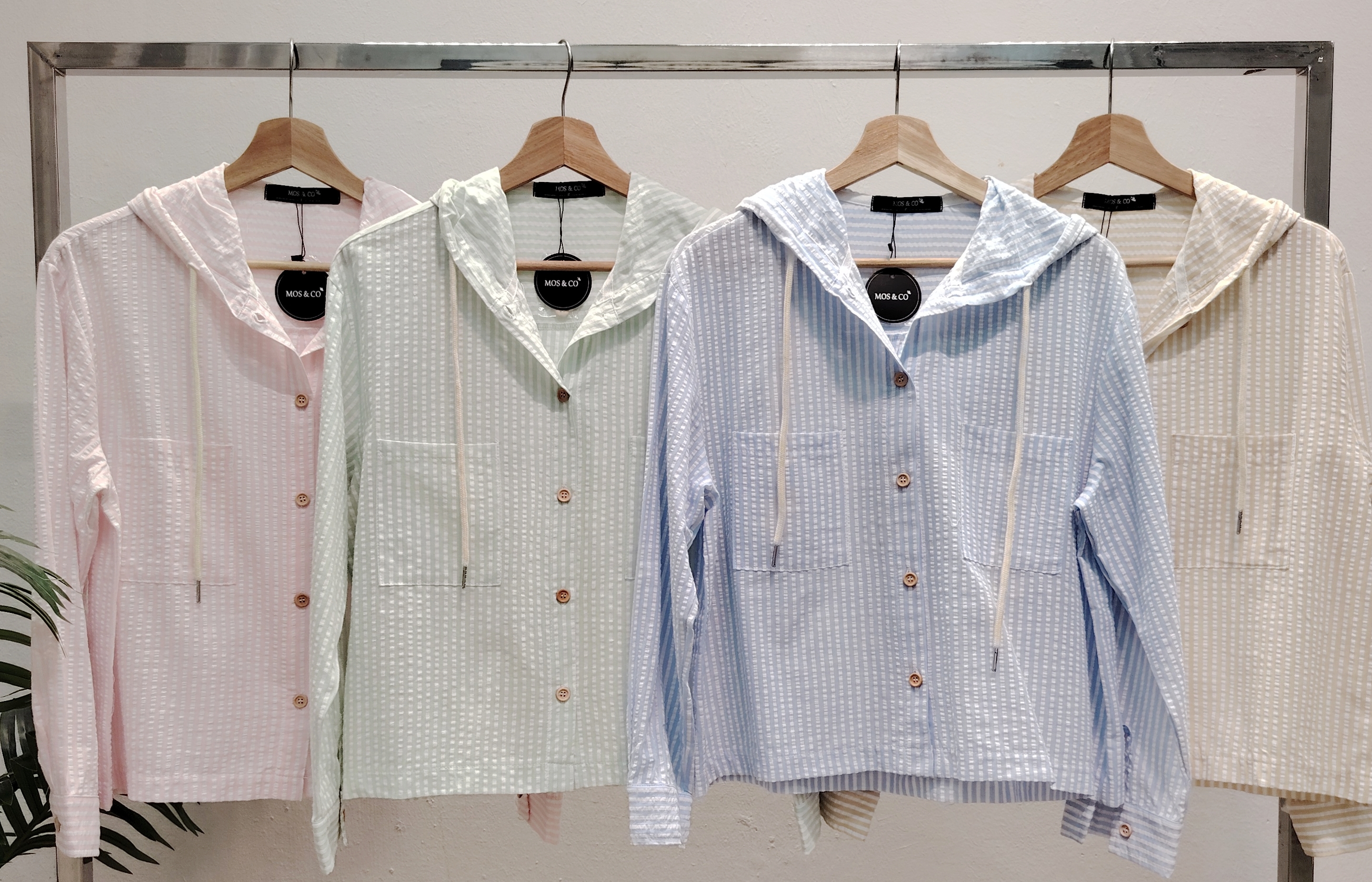 SA2528 Striped Cotton Hoodie Shirt 